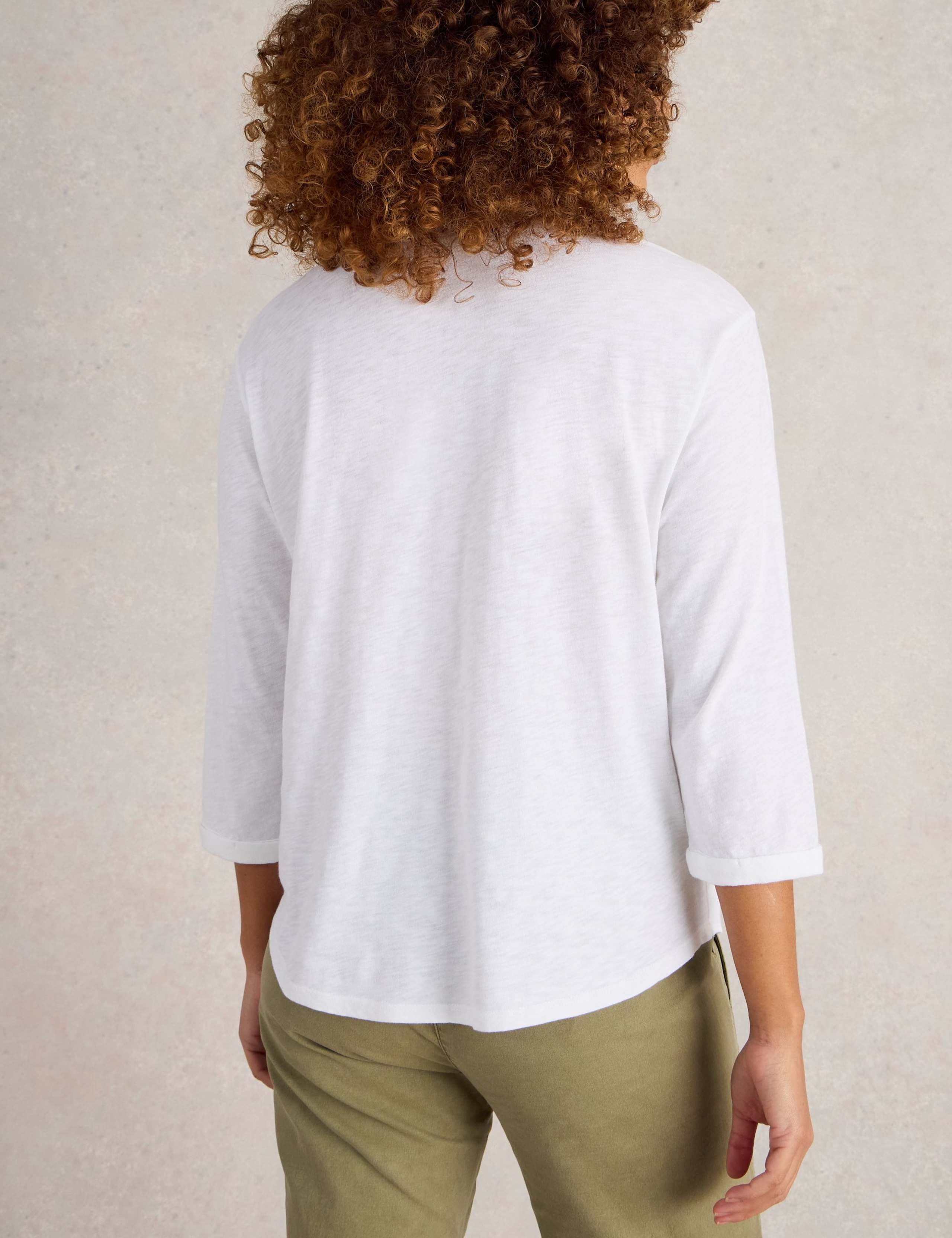 Pure Cotton Round Neck Button Detail Shirt 4 of 6