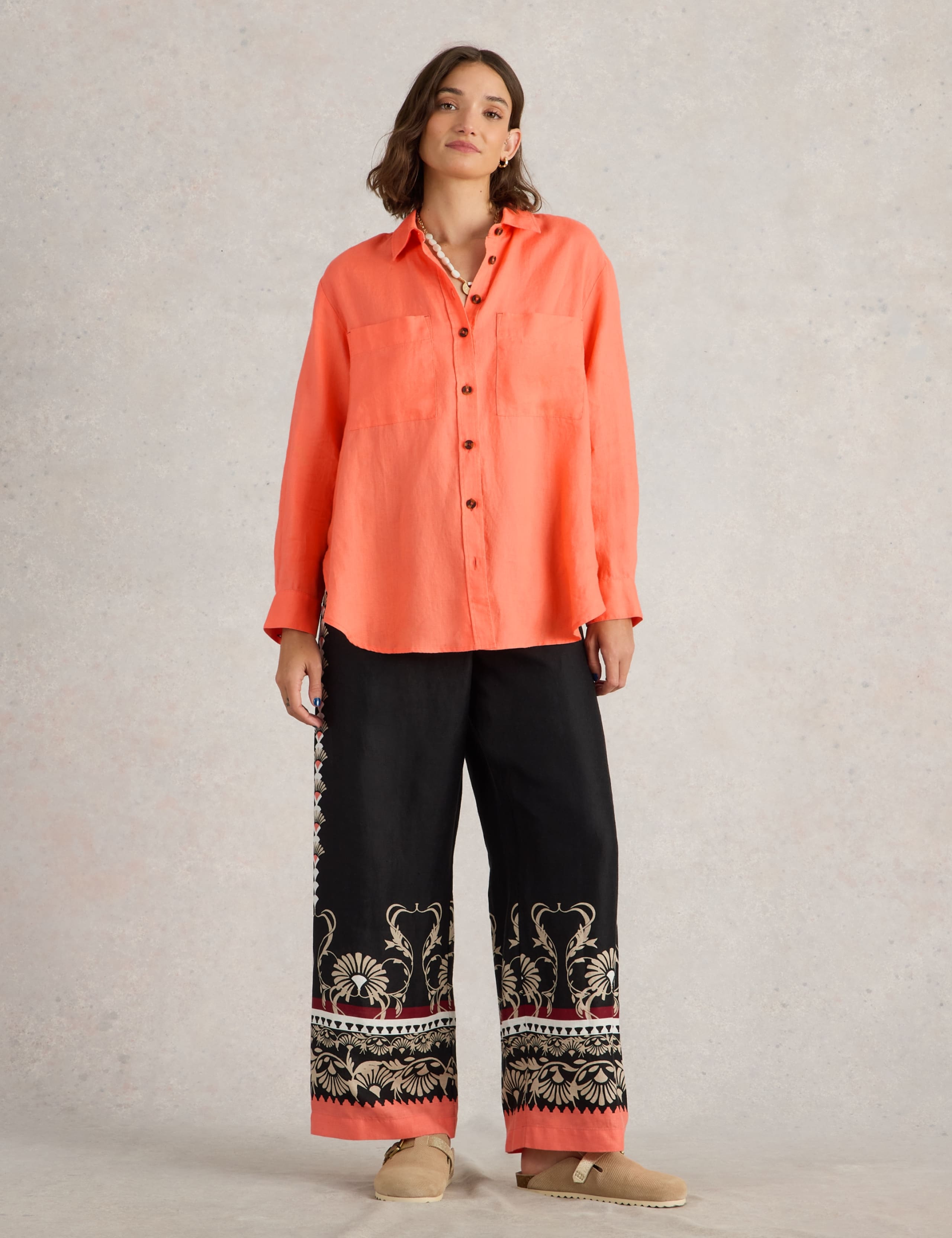 Pure Linen Printed Collared Relaxed Shirt 3 of 6