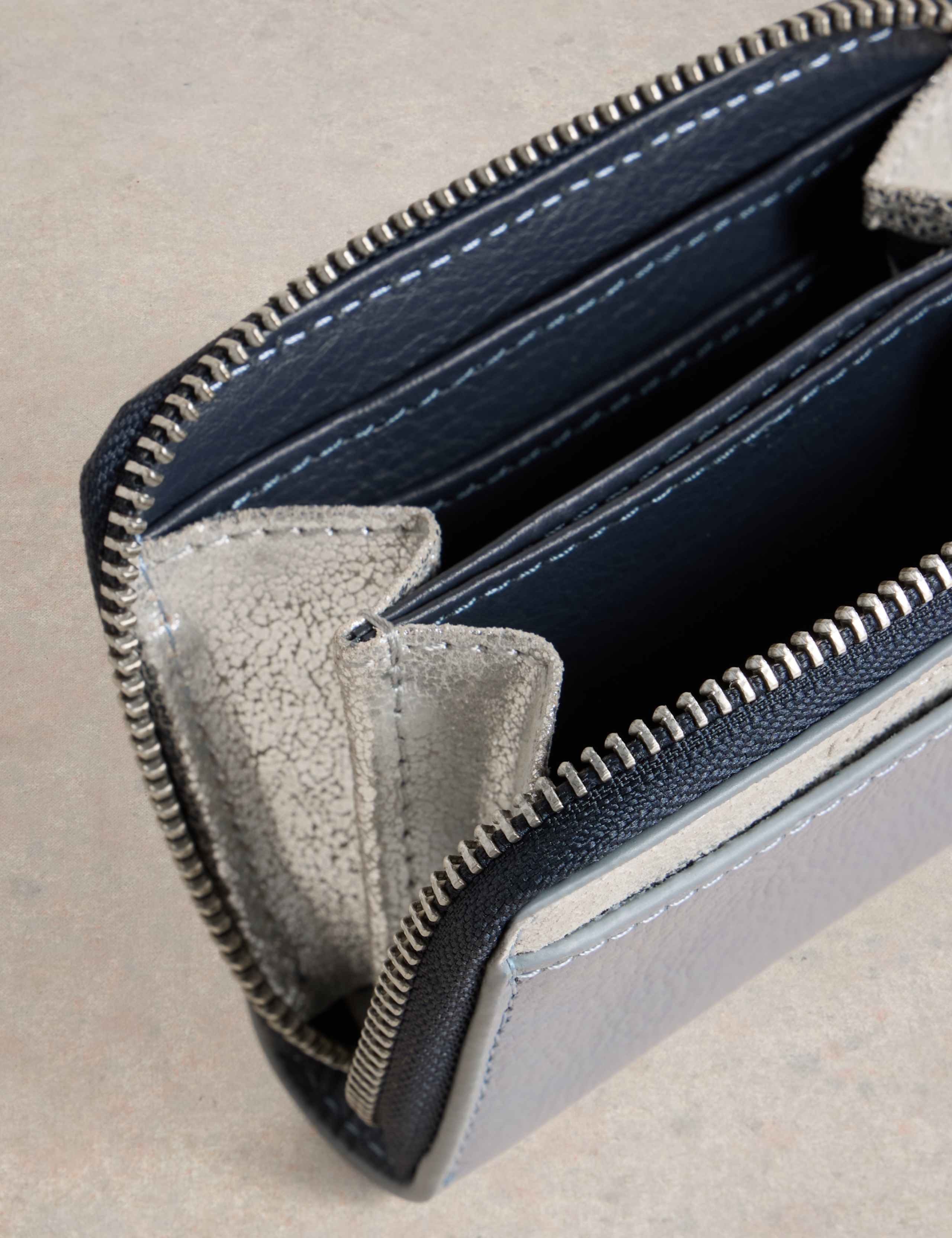 Leather Metallic Zip Around Purse 4 of 4