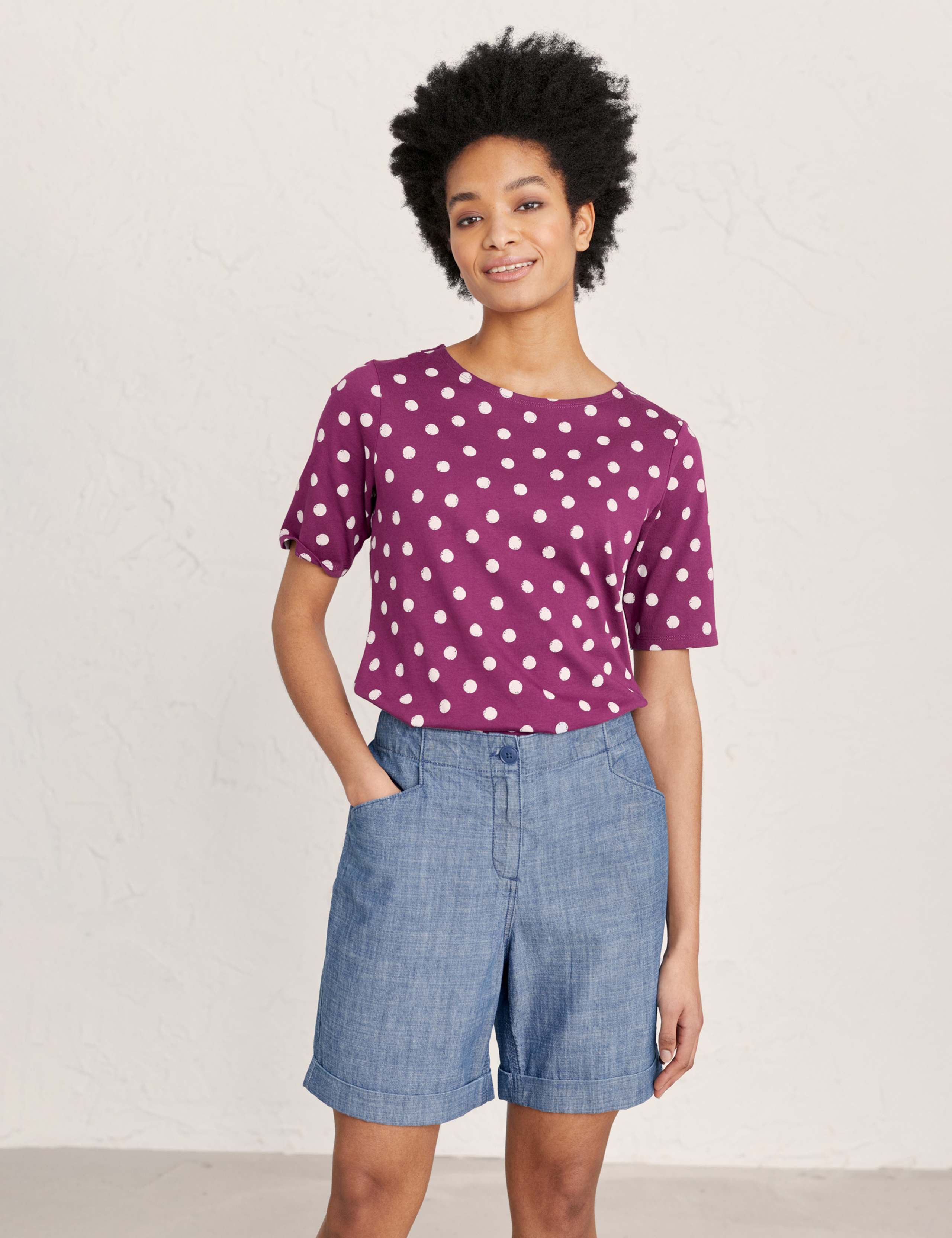 Organic Cotton Polka Dot Round Neck Top 1 of 5