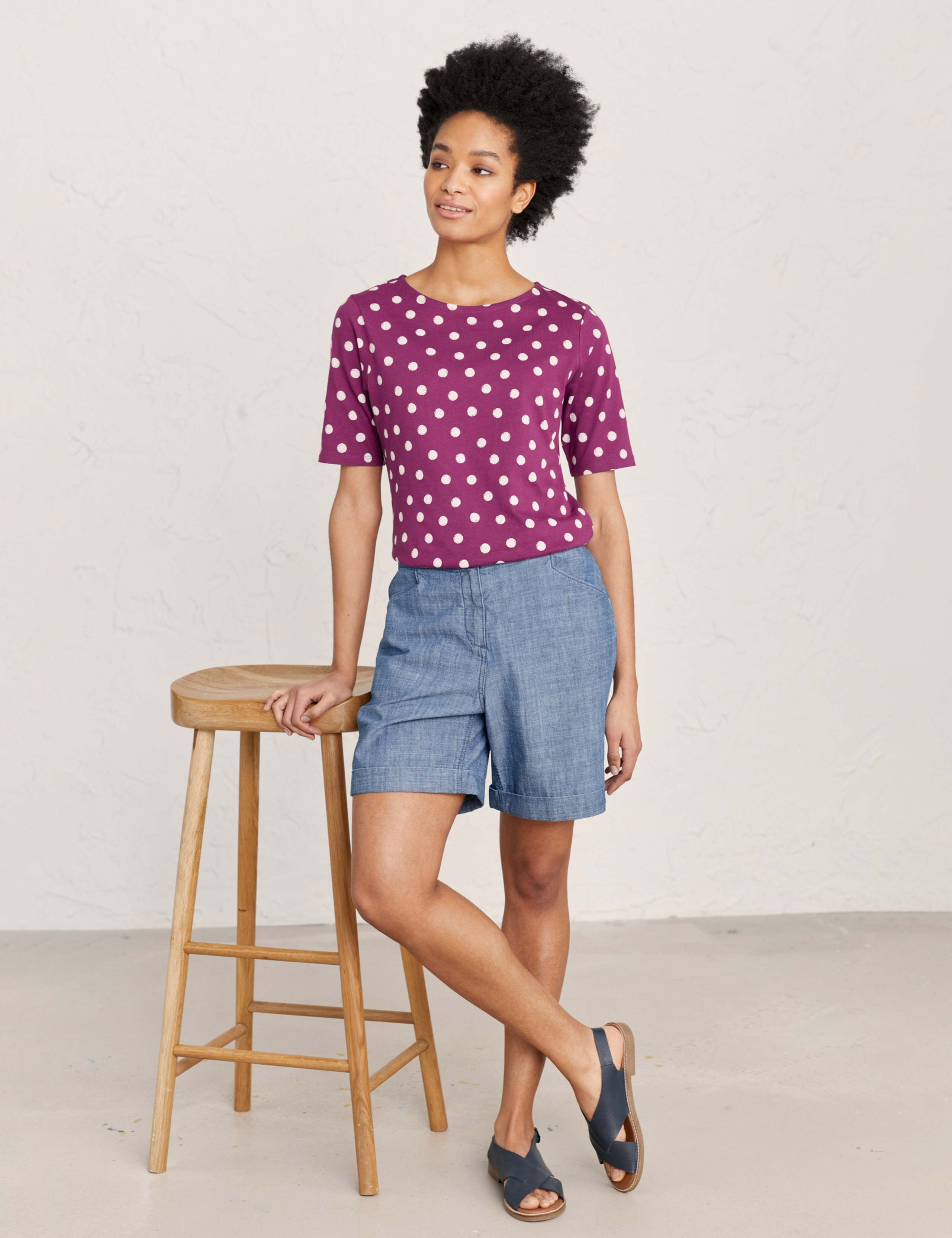 Organic Cotton Polka Dot Round Neck Top 4 of 5