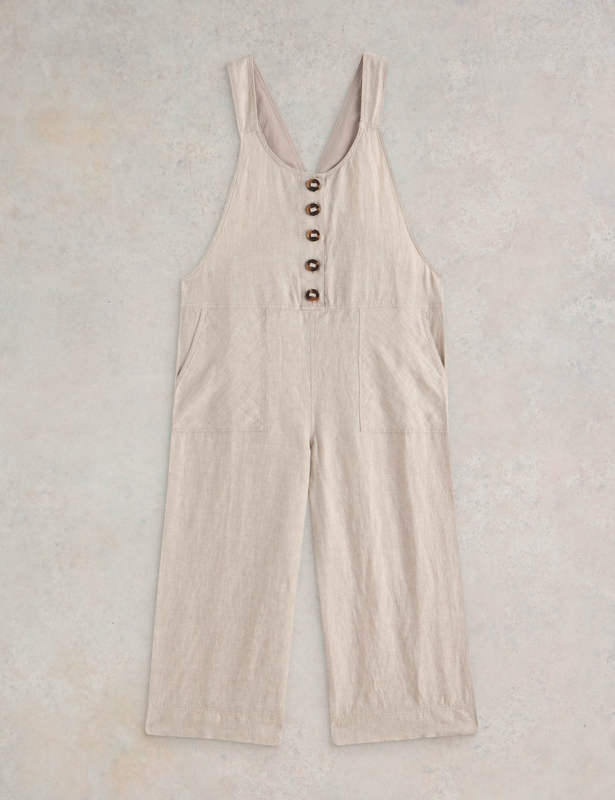 Pure Linen Cropped Dungarees 2 of 10