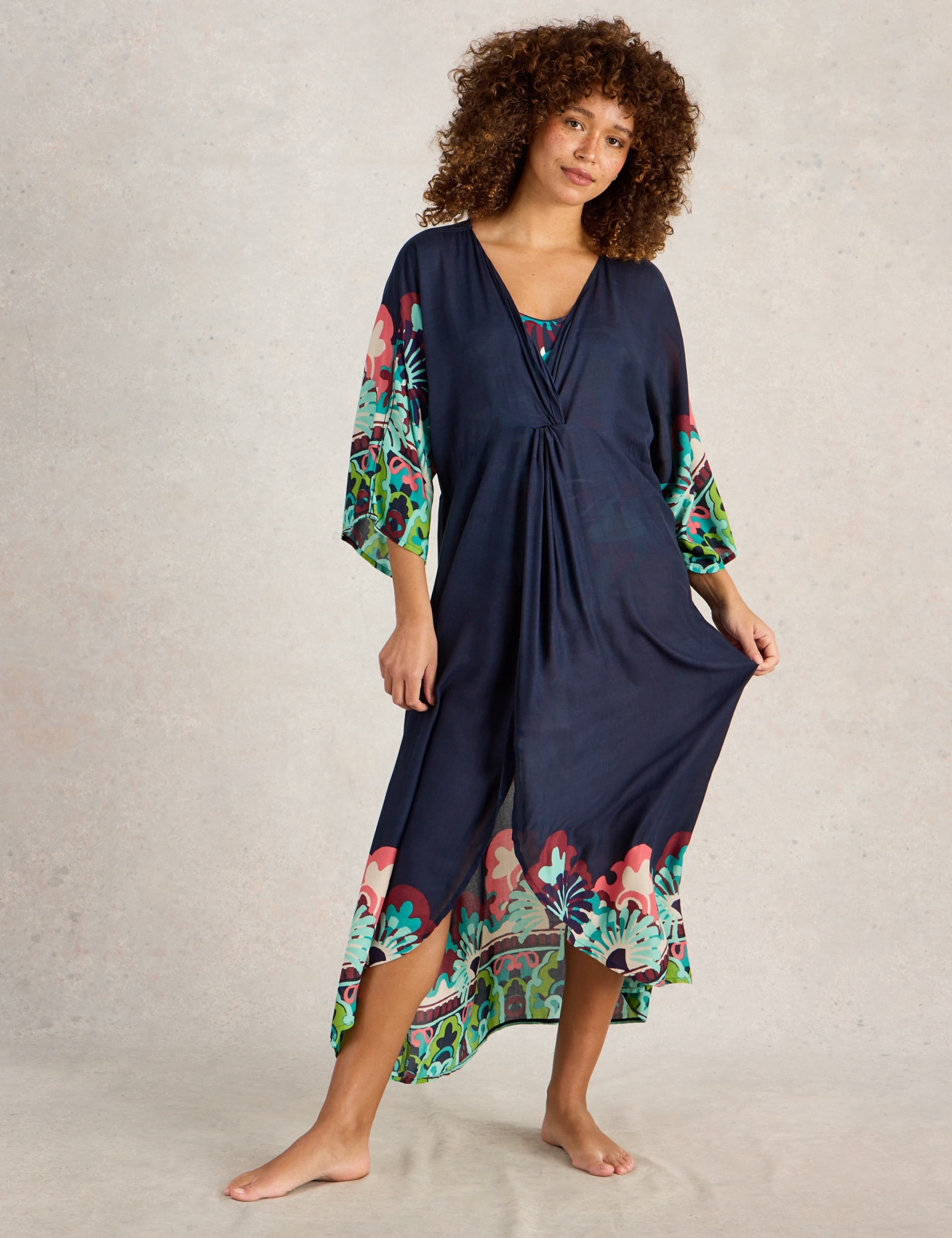 Printed V-Neck Midaxi Kimono 4 of 7