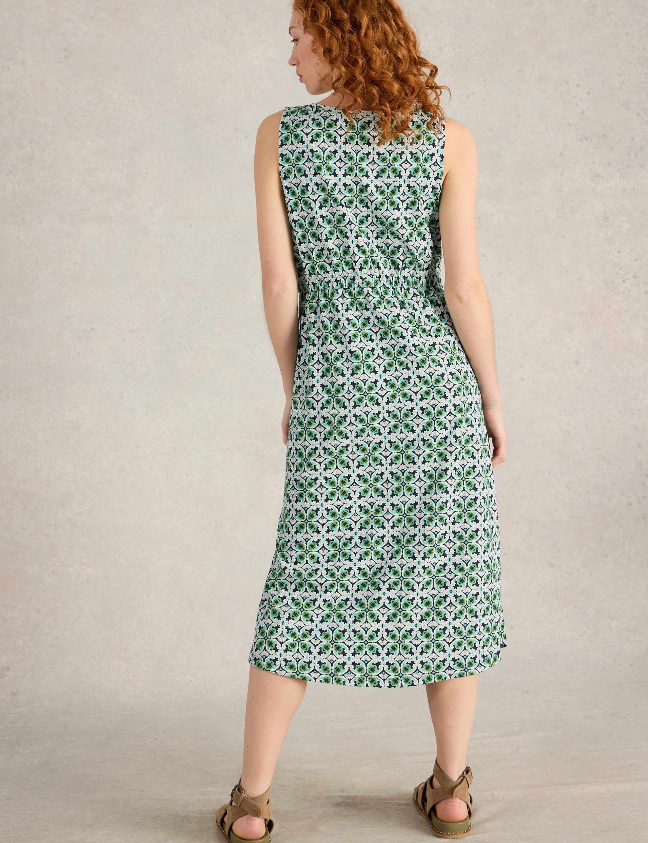 Heidi Pure Cotton V-Neck Printed Midi Beach Dress 4 of 6