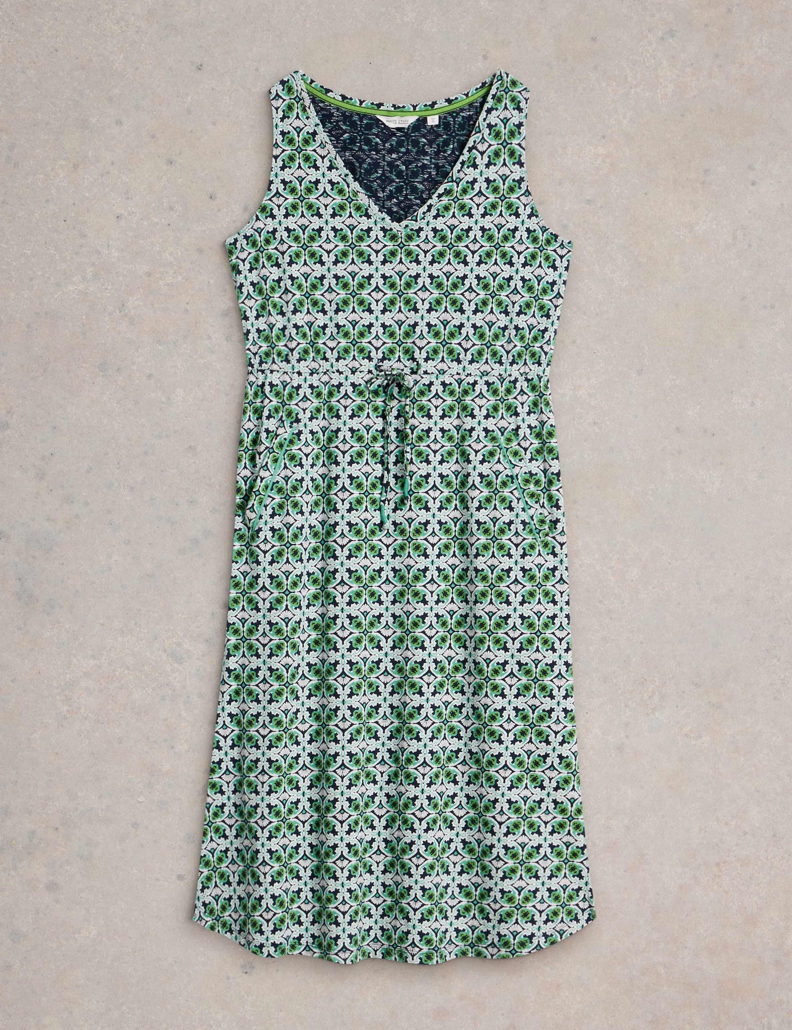 Heidi Pure Cotton V-Neck Printed Midi Beach Dress 2 of 6