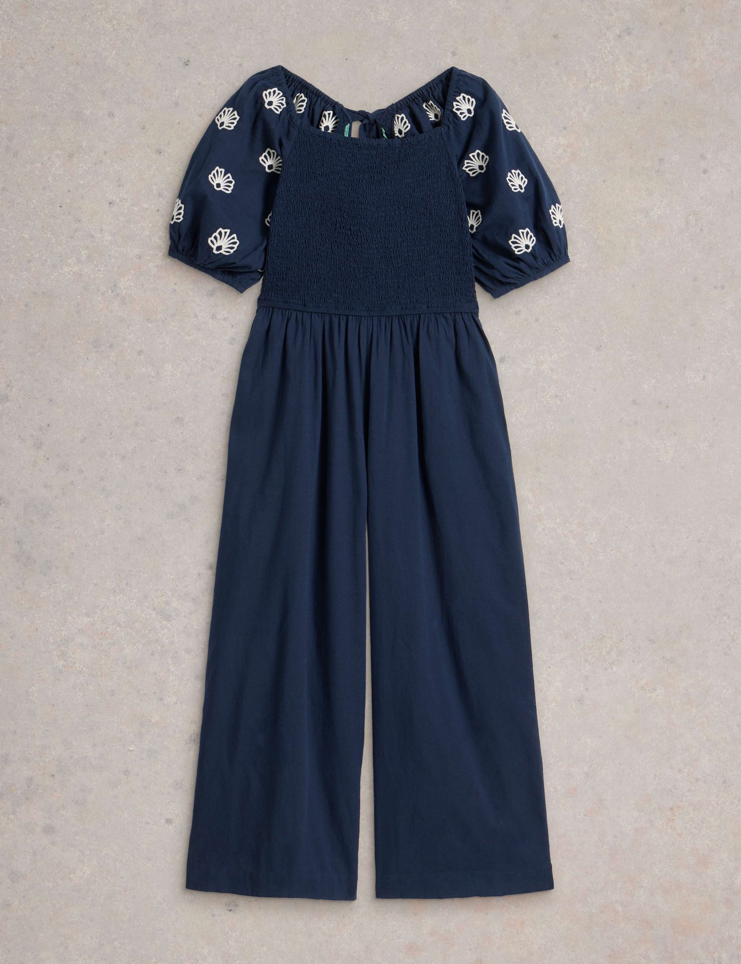 Cotton Linen Blend Embroidered Jumpsuit 2 of 6
