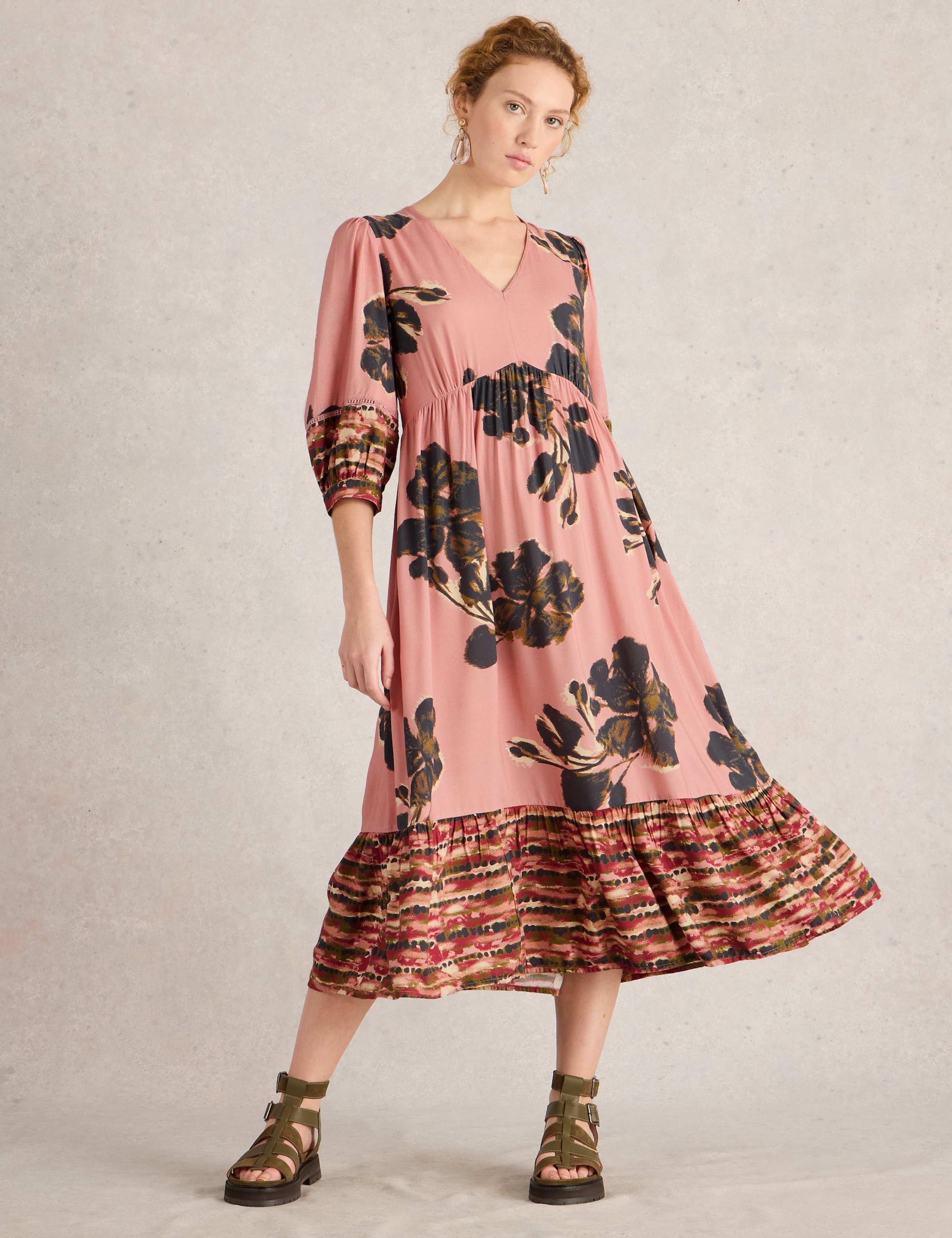 Floral V-Neck Midi Tea Dress 5 of 6