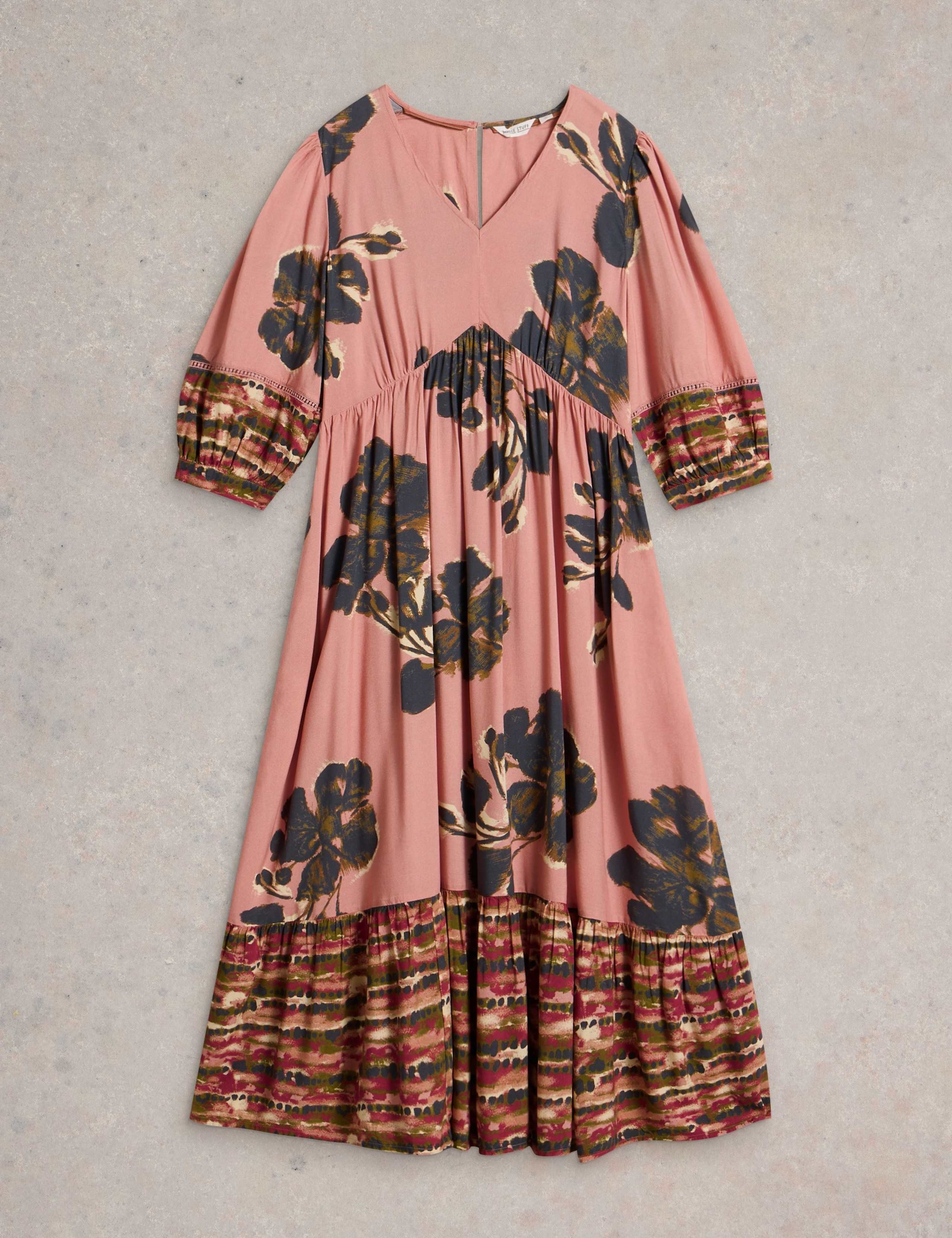 Floral V-Neck Midi Tea Dress 2 of 6