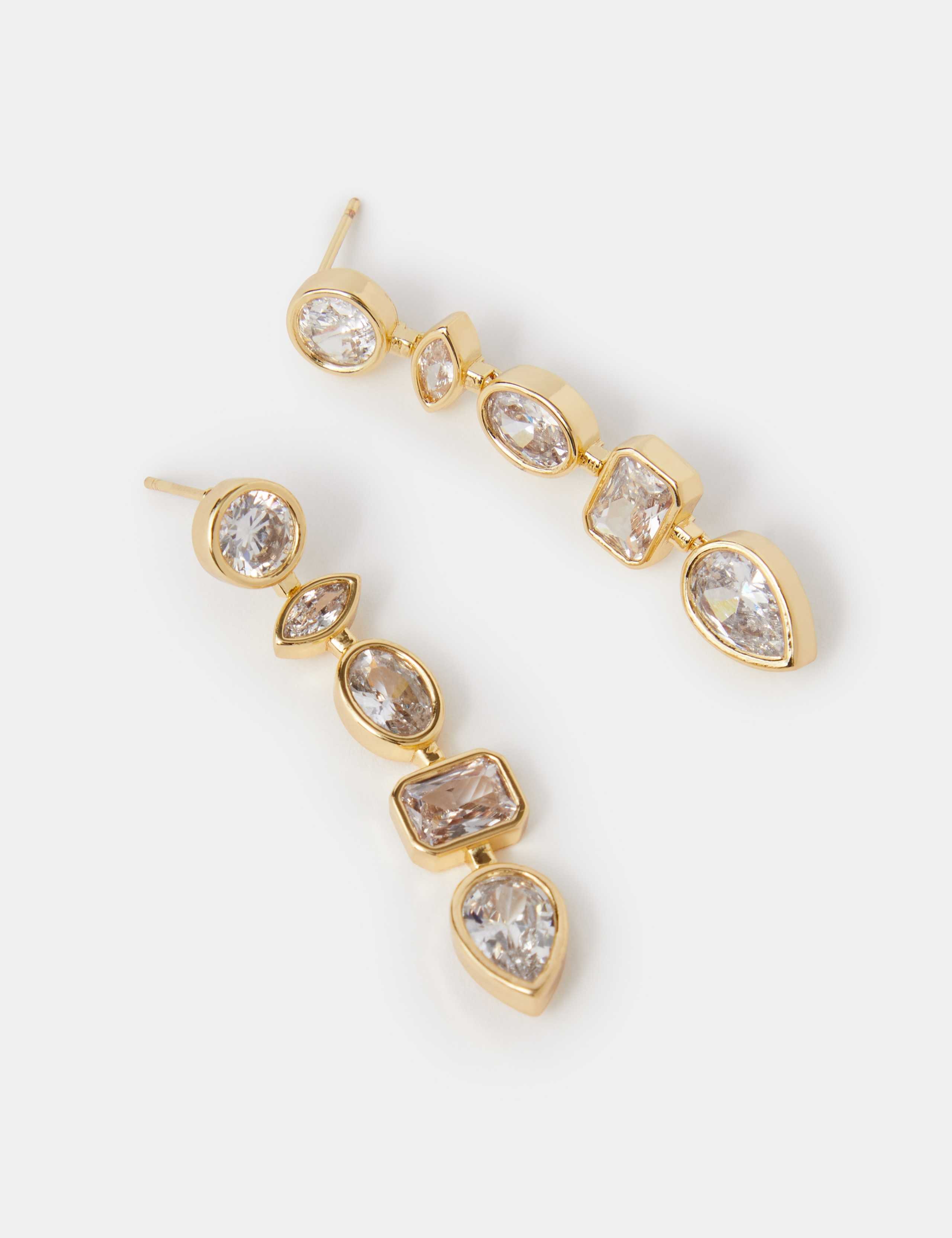 14ct Gold Plated Cubic Zirconia Drop Earrings 2 of 3