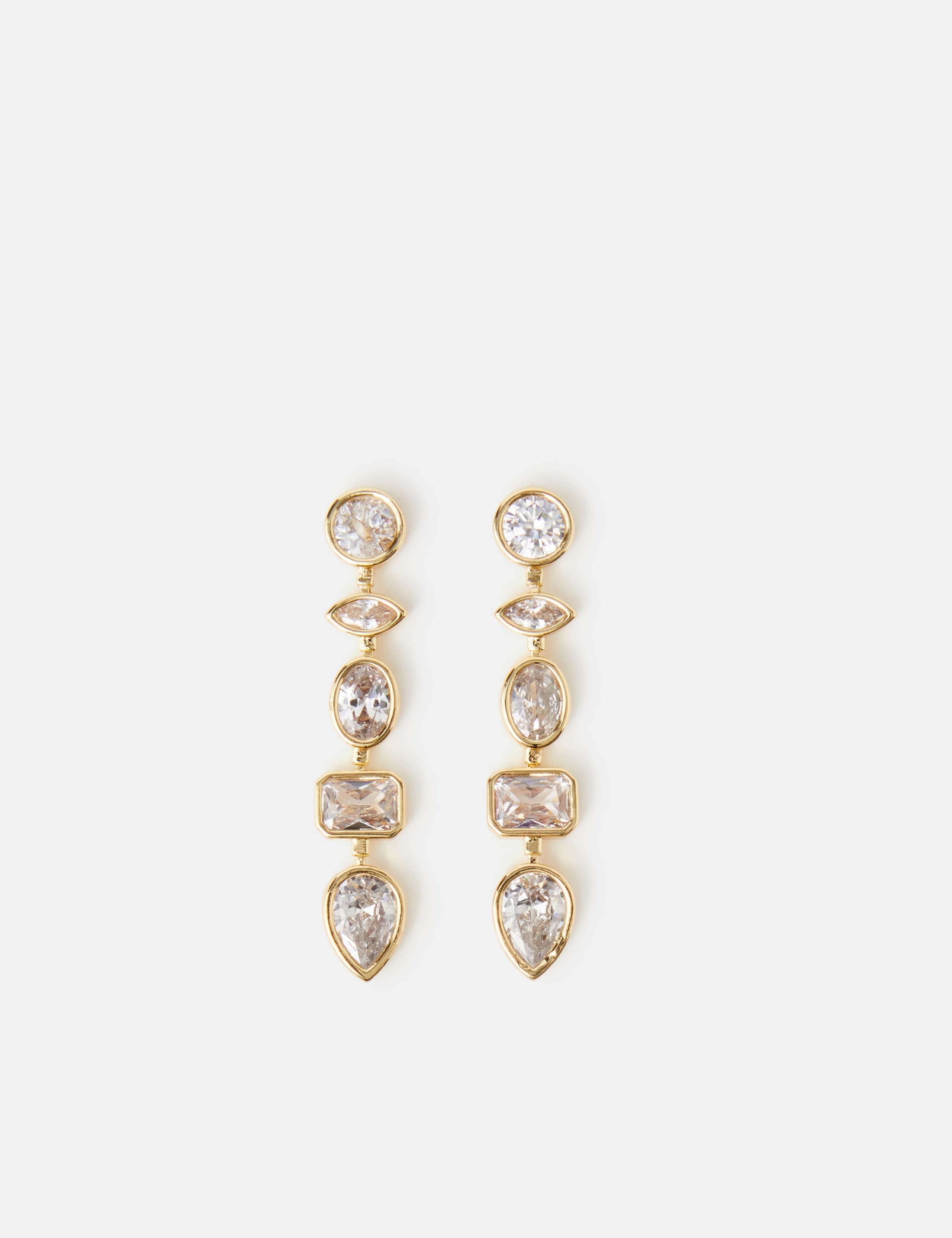 14ct Gold Plated Cubic Zirconia Drop Earrings 3 of 3