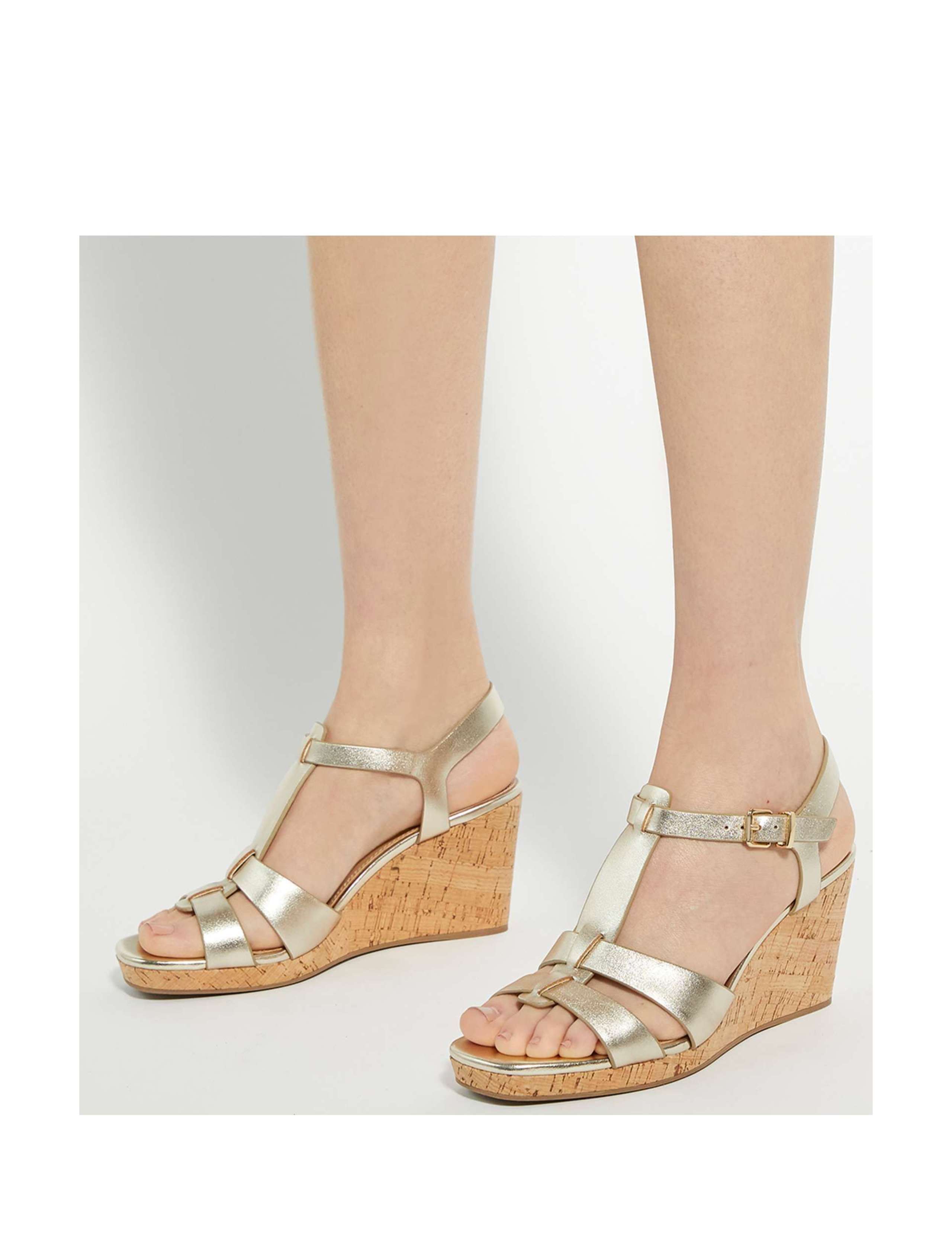 Leather T Bar Wedge Espadrilles 2 of 6