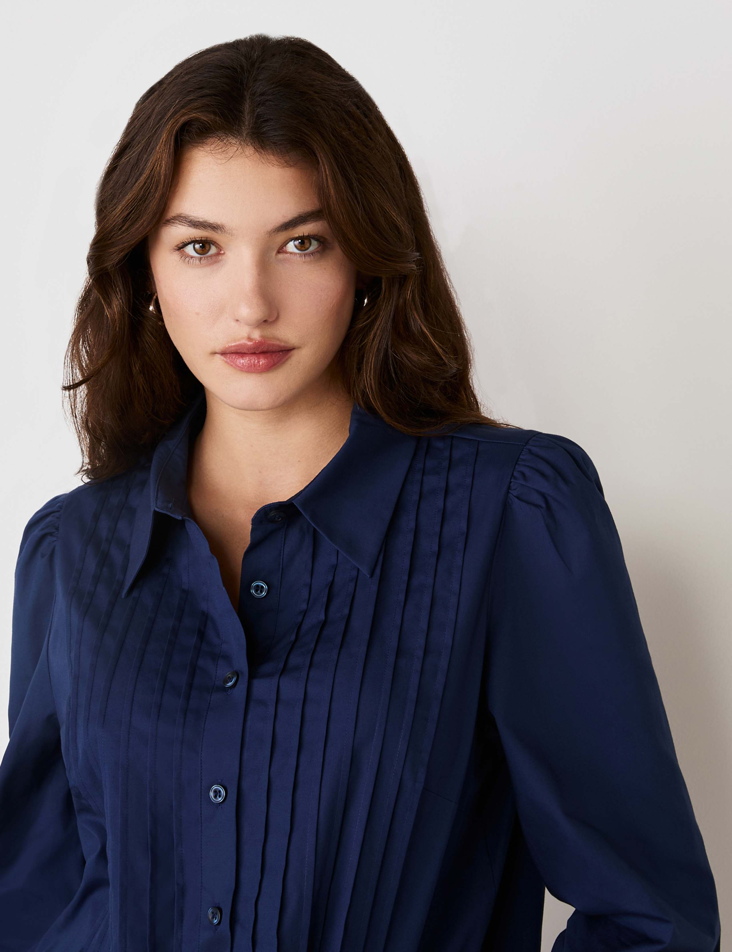 Cotton Rich Collared Pintuck Shirt 4 of 4