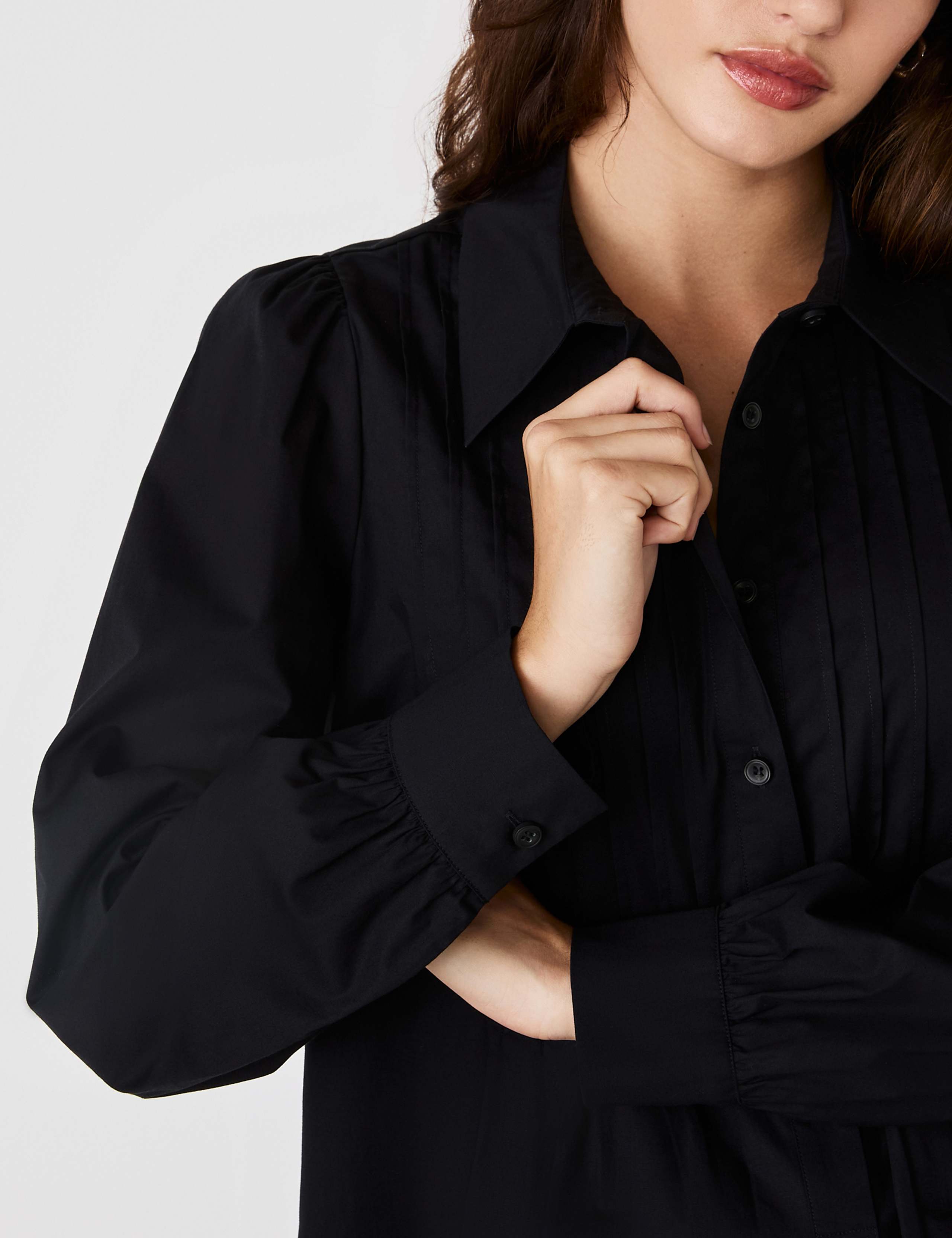 Cotton Rich Collared Pintuck Shirt 4 of 4