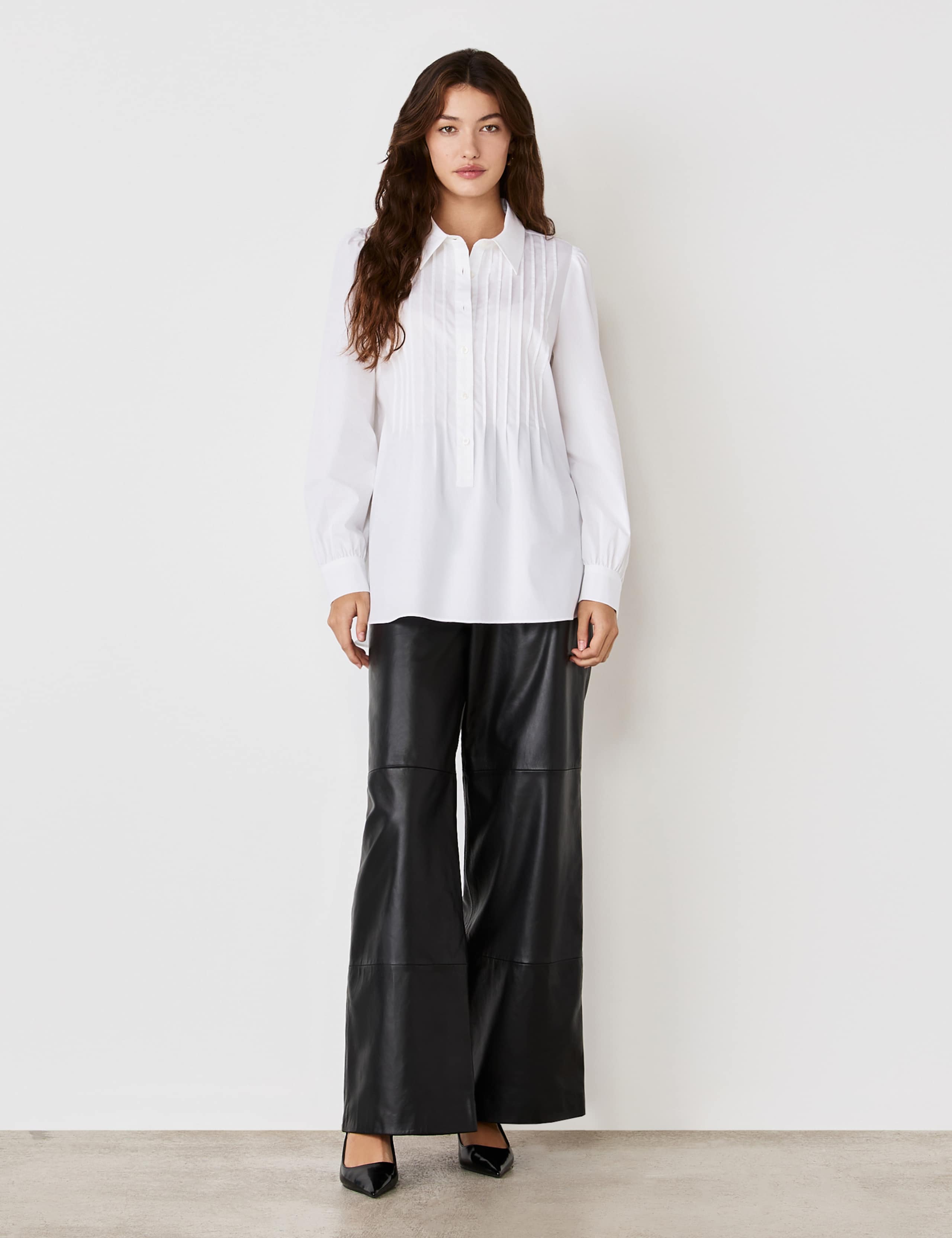Cotton Rich Collared Pintuck Shirt 2 of 4