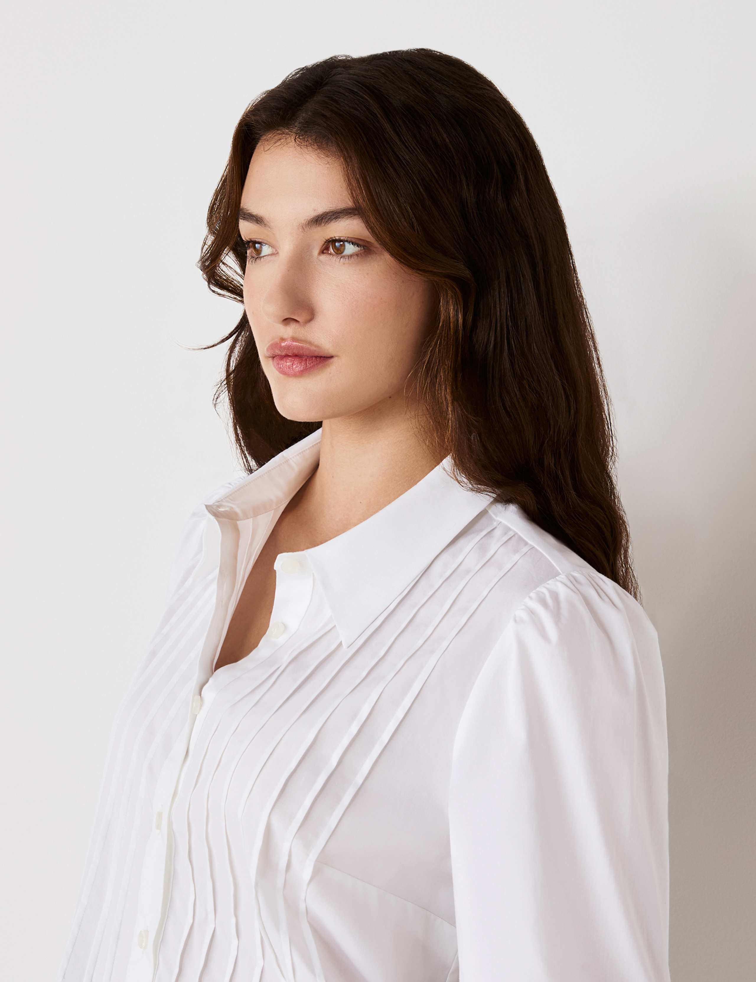 Cotton Rich Collared Pintuck Shirt 4 of 4