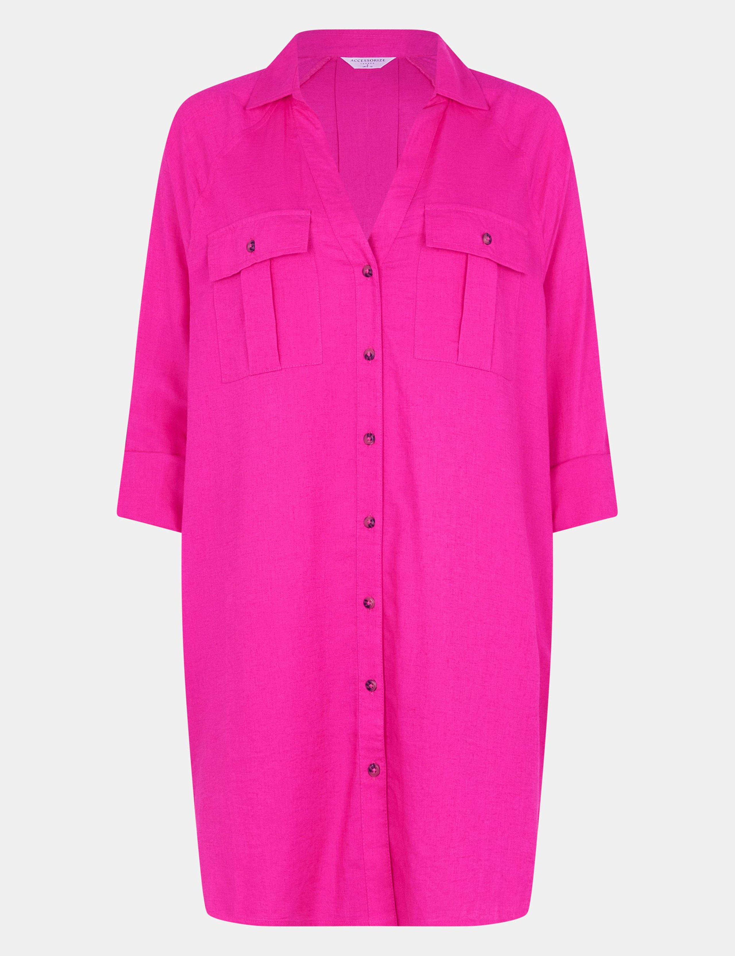 Collared Beach Shirt with Linen 2 of 4