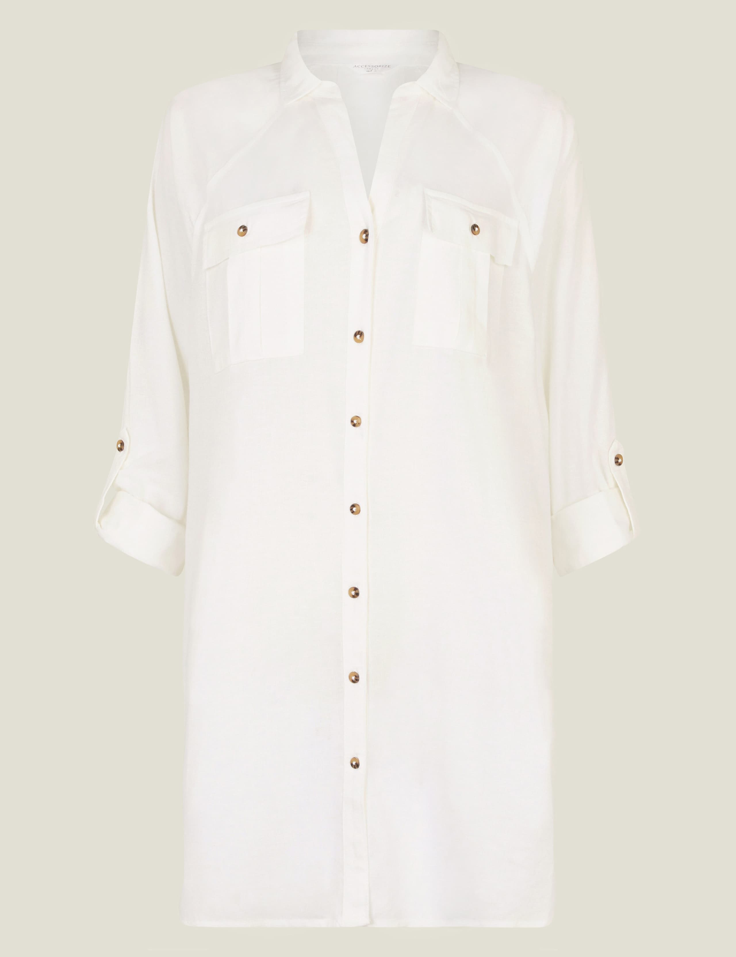 Collared Beach Shirt with Linen 2 of 4