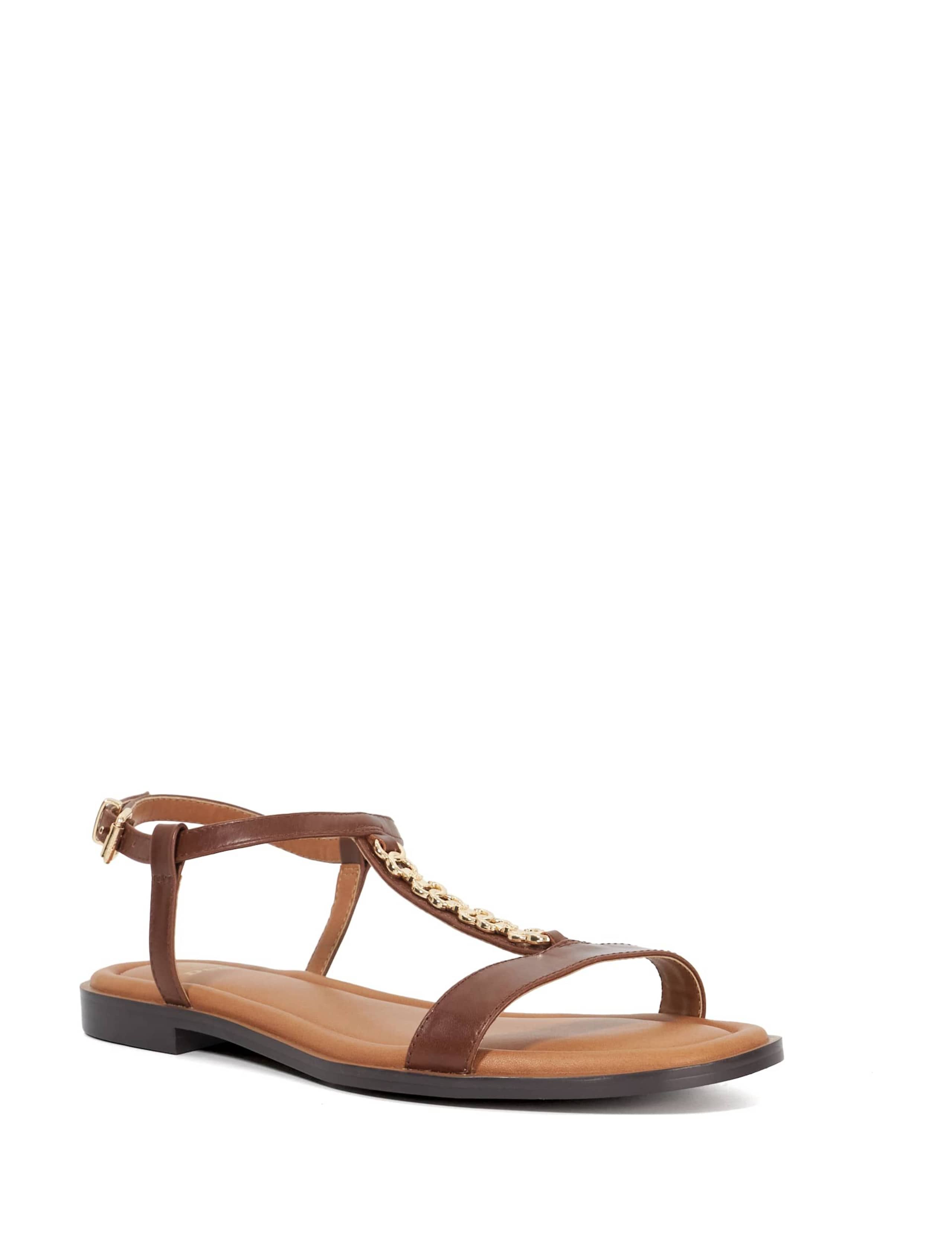 Leather Chain T Bar Flat Sandals 5 of 6
