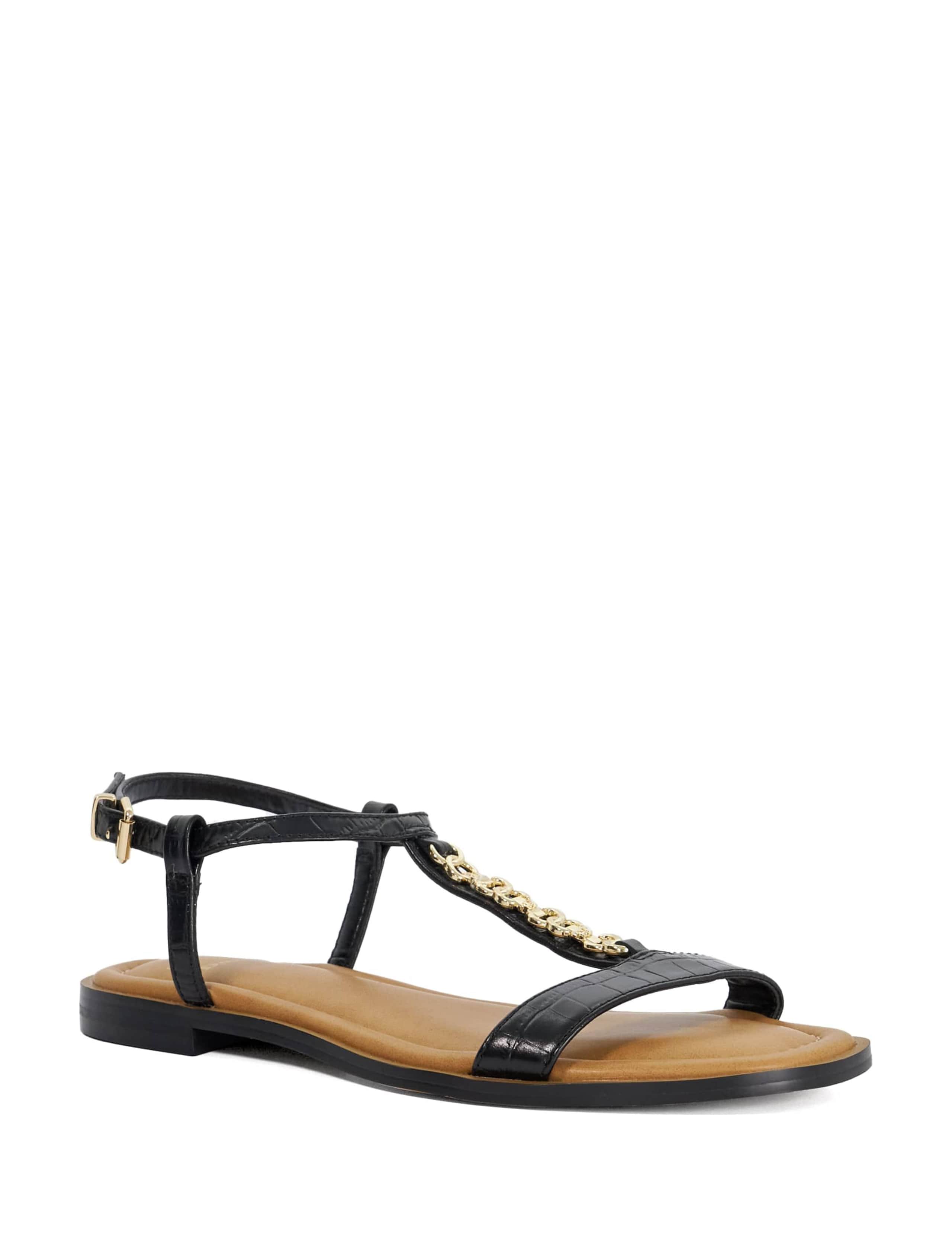 Leather Chain T Bar Flat Sandals 2 of 6
