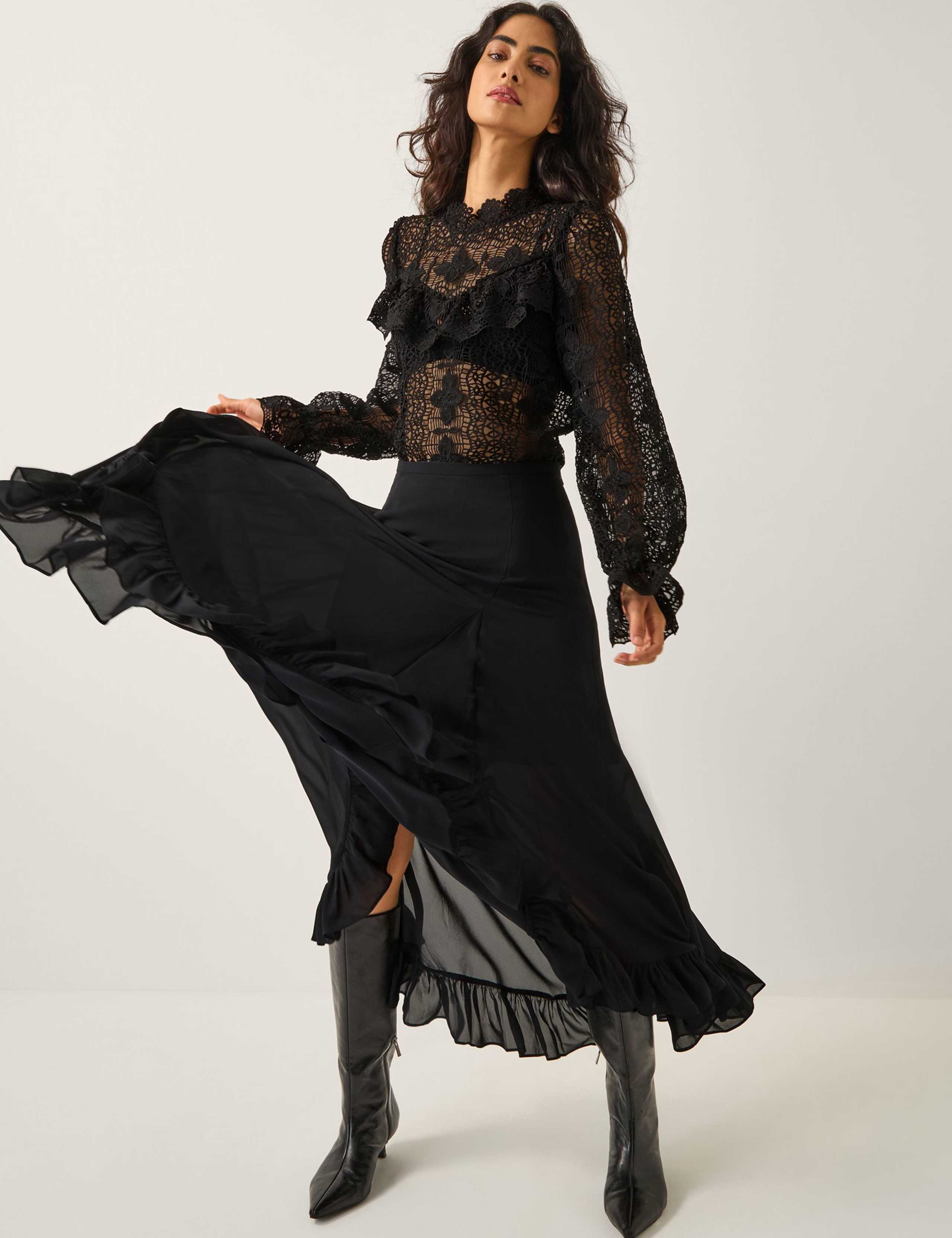 Sheer Lace Floral High Neck Blouse 3 of 5