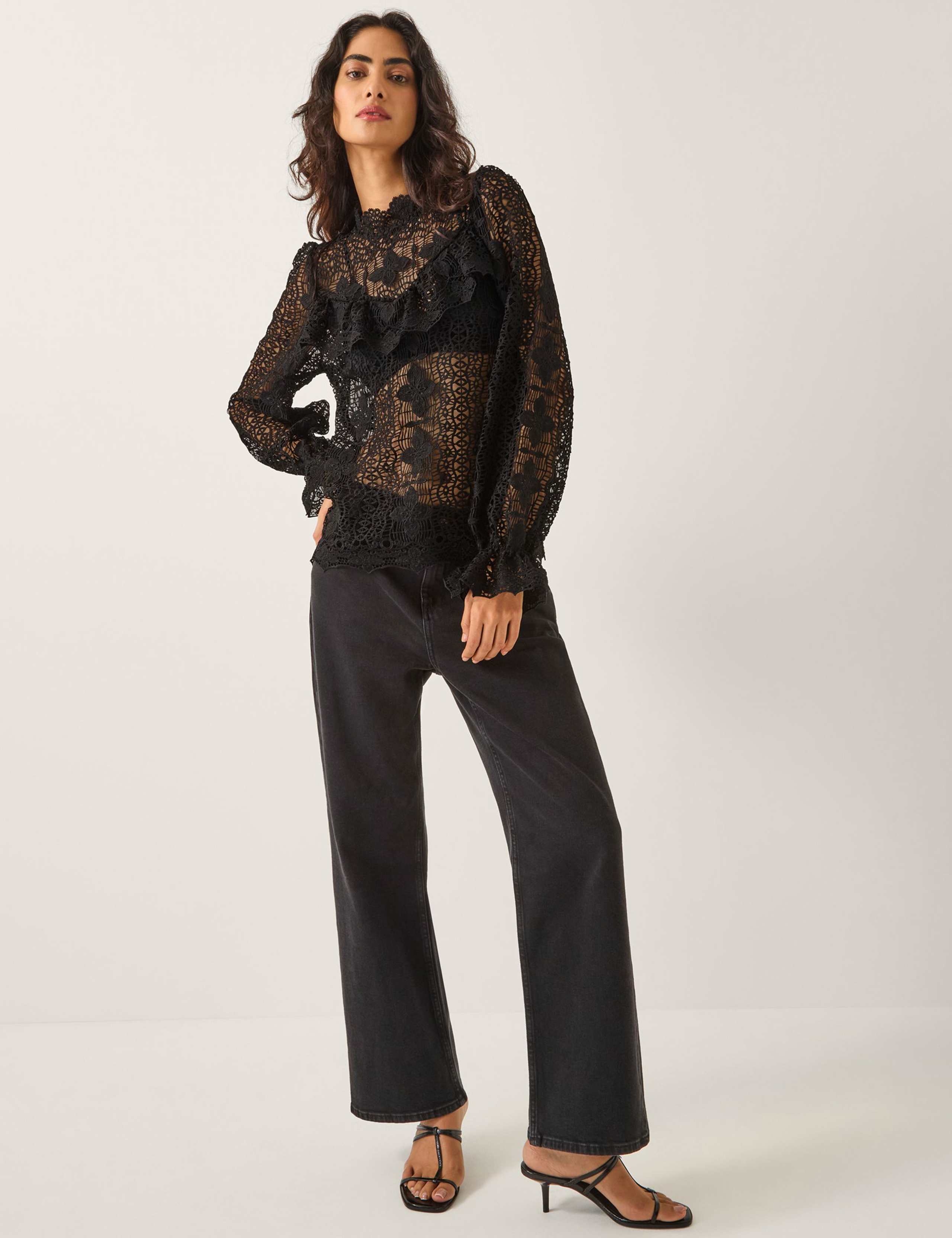 Sheer Lace Floral High Neck Blouse 4 of 5