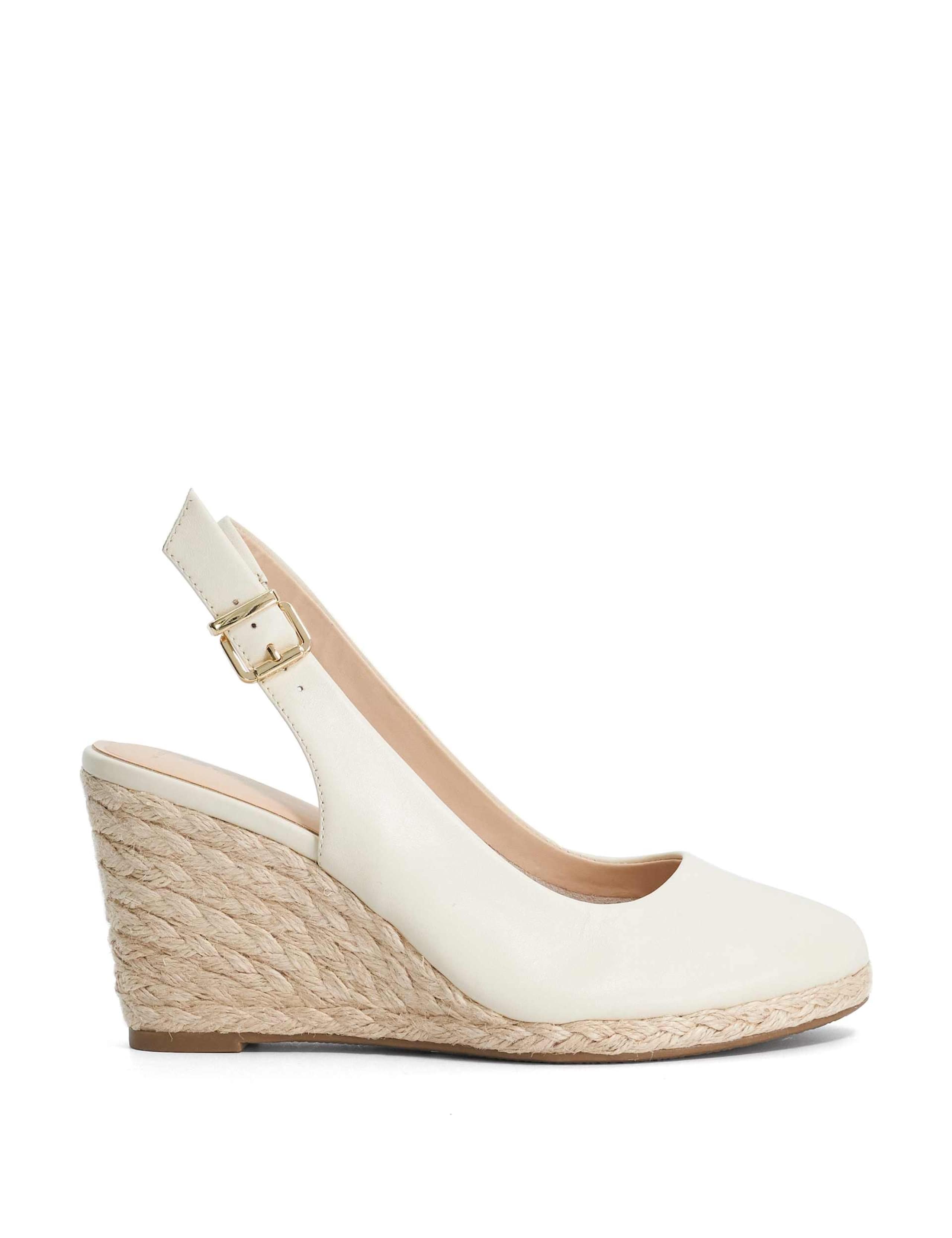 Leather Ankle Strap Wedge Slingback Sandals 2 of 6