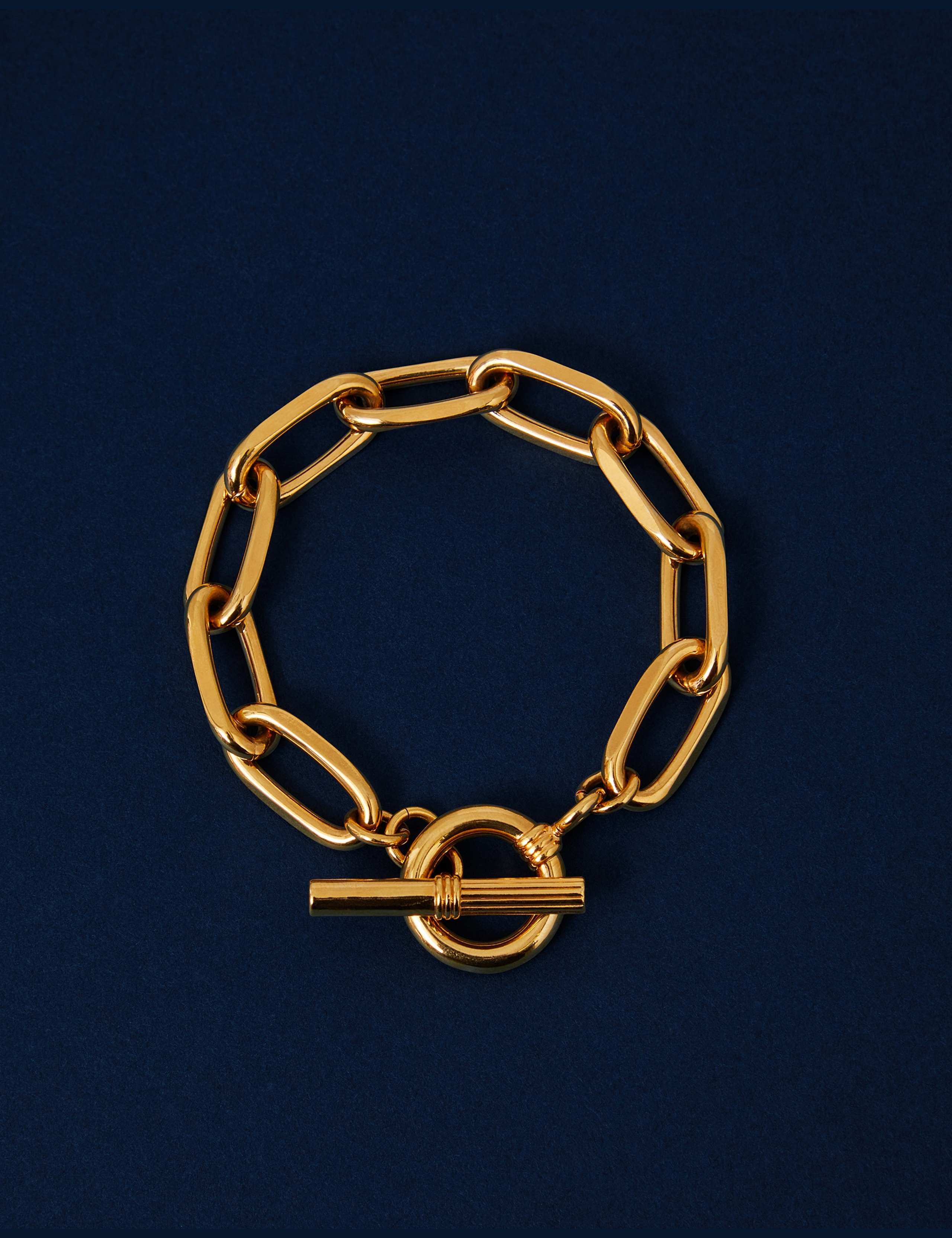14ct Gold Plated Chunky T Bar Chain Bracelet 2 of 2