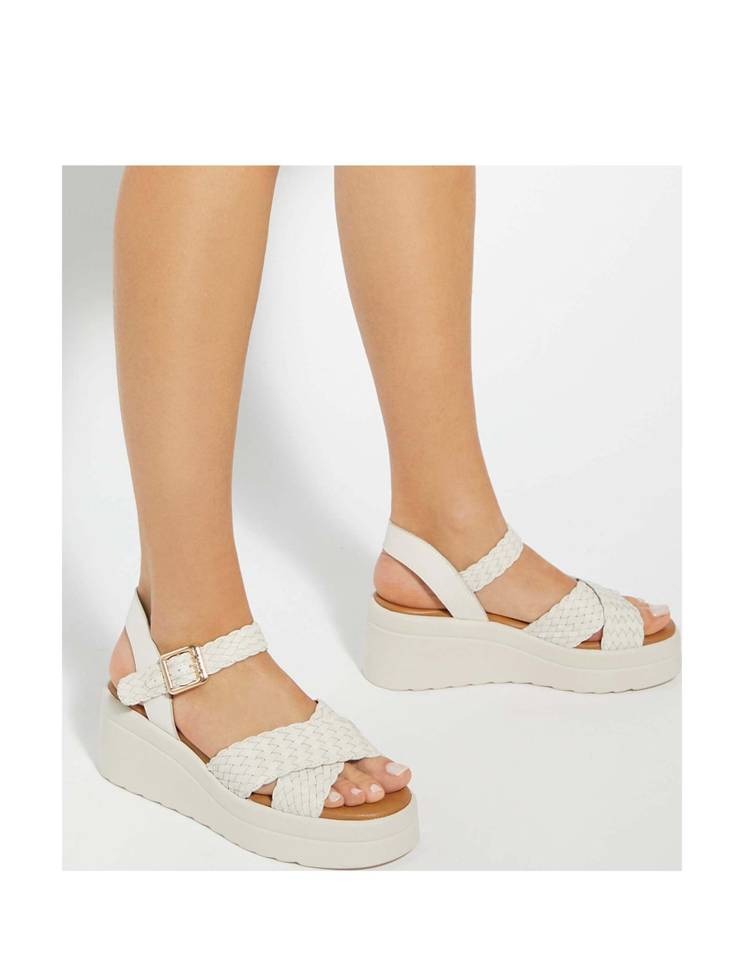 Leather Woven Flatform Wedge Sandals 1 of 6