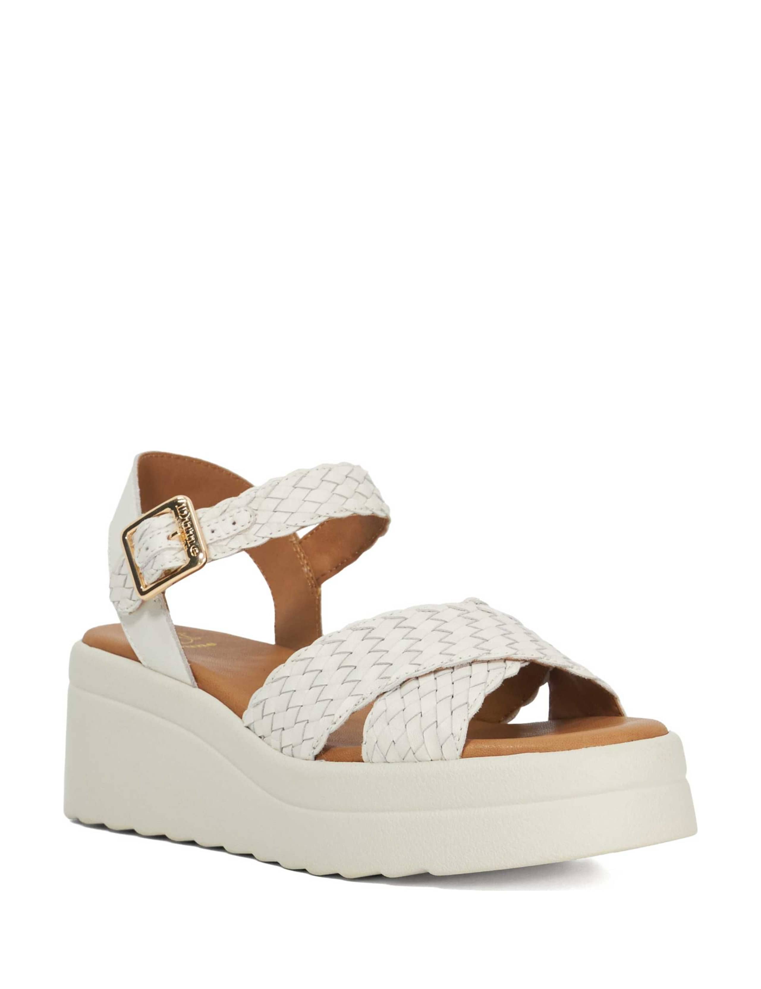 Leather Woven Flatform Wedge Sandals 4 of 6