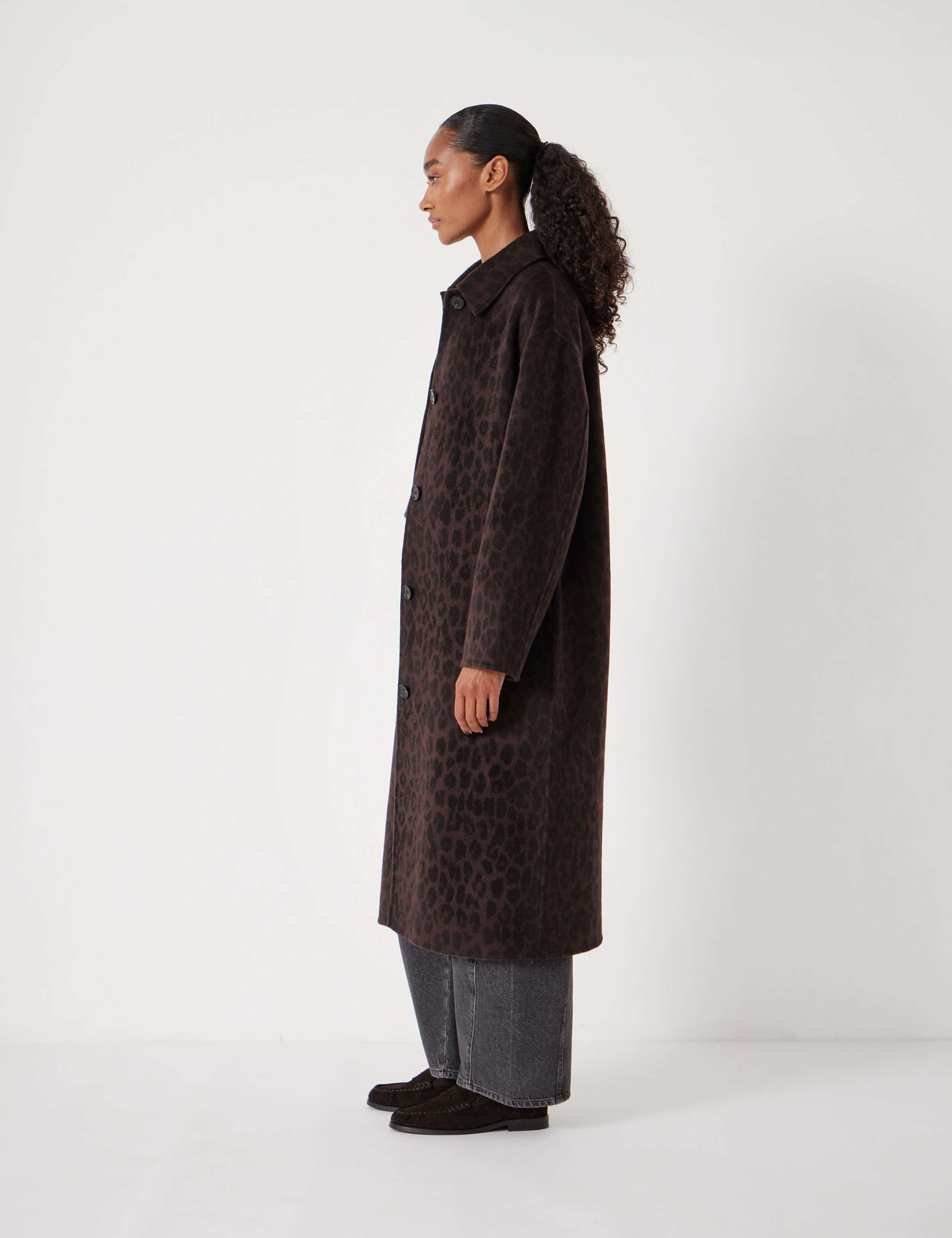 Pure Wool Leopard Print Double Faced Coat 3 of 6