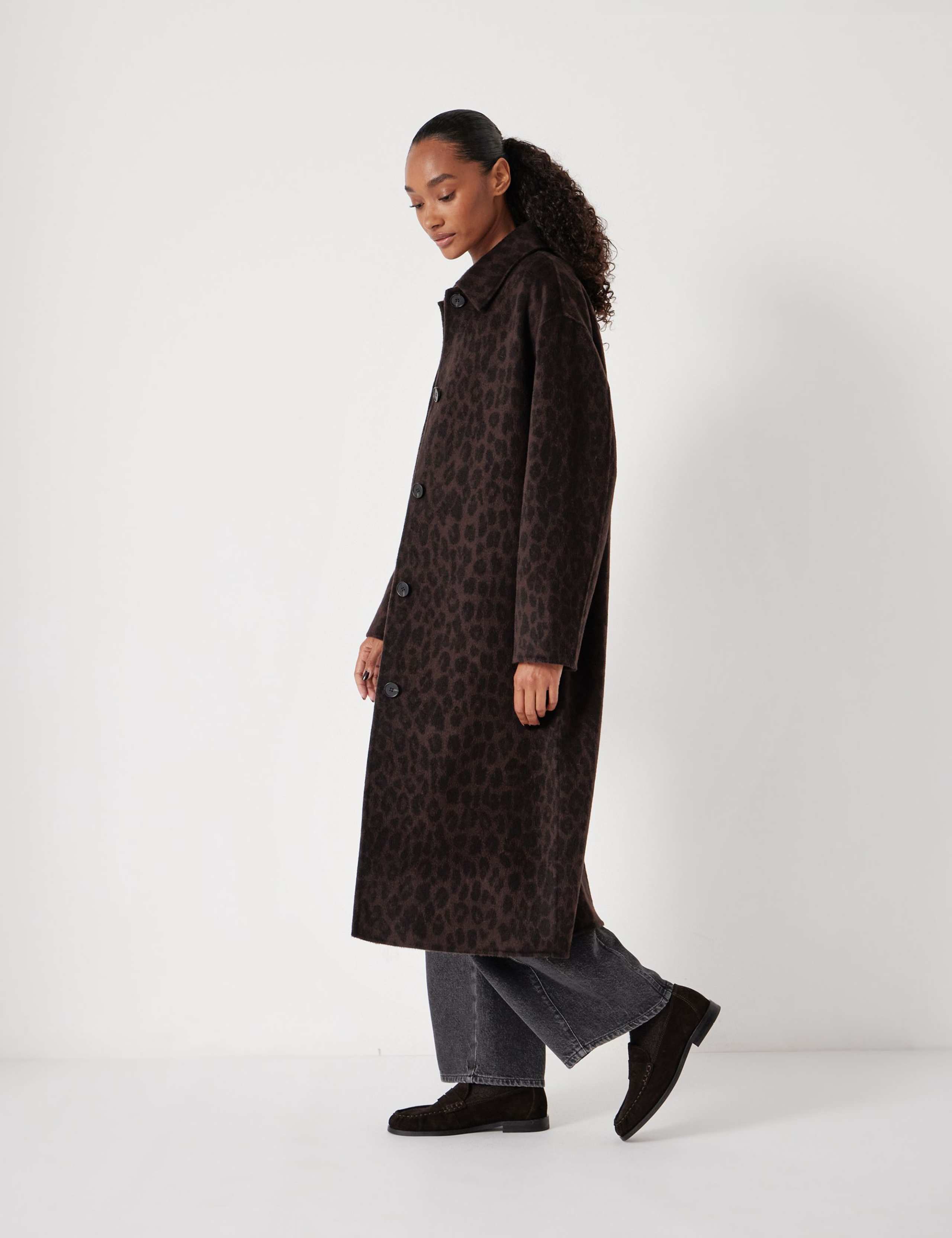 Pure Wool Leopard Print Double Faced Coat 4 of 6