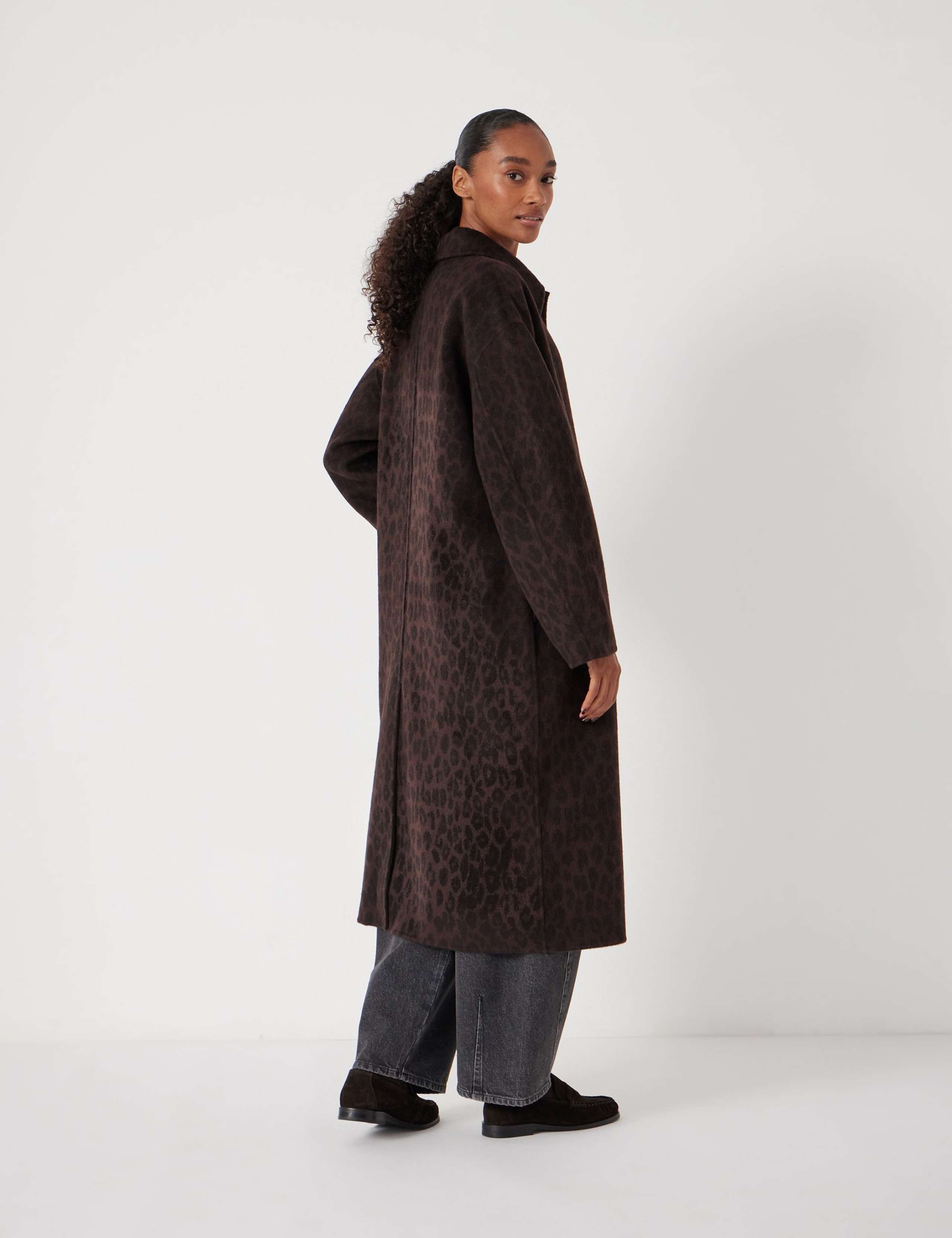 Pure Wool Leopard Print Double Faced Coat 5 of 6