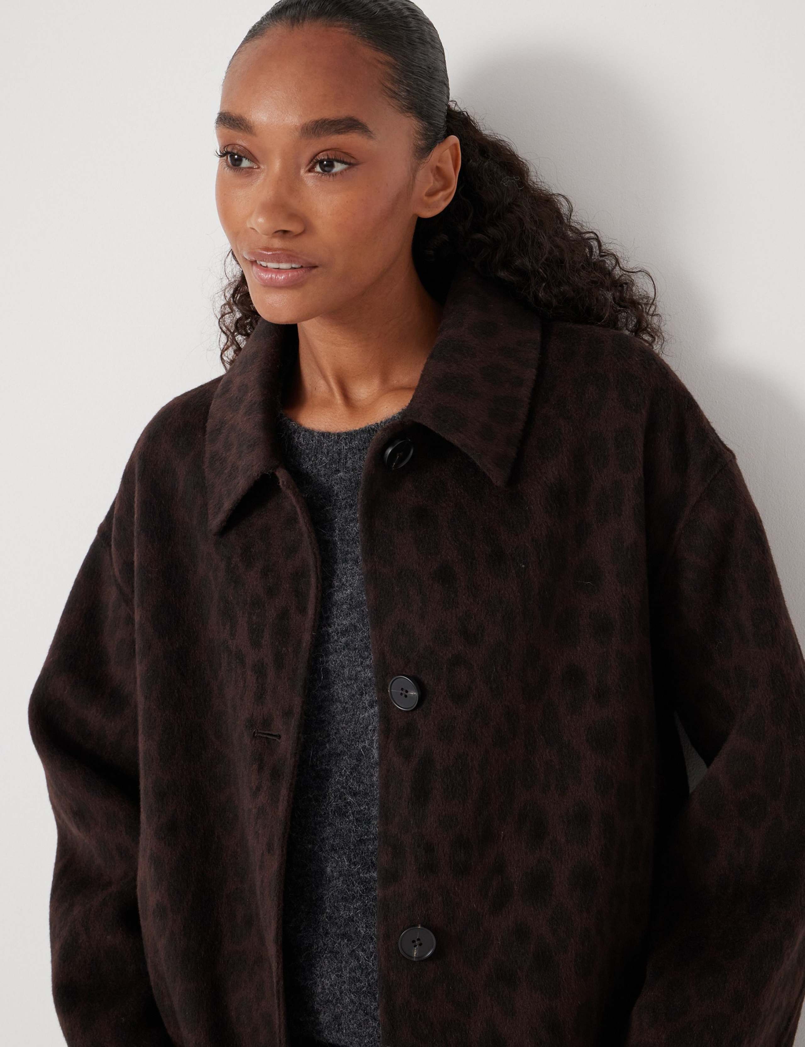 Pure Wool Leopard Print Double Faced Coat 6 of 6