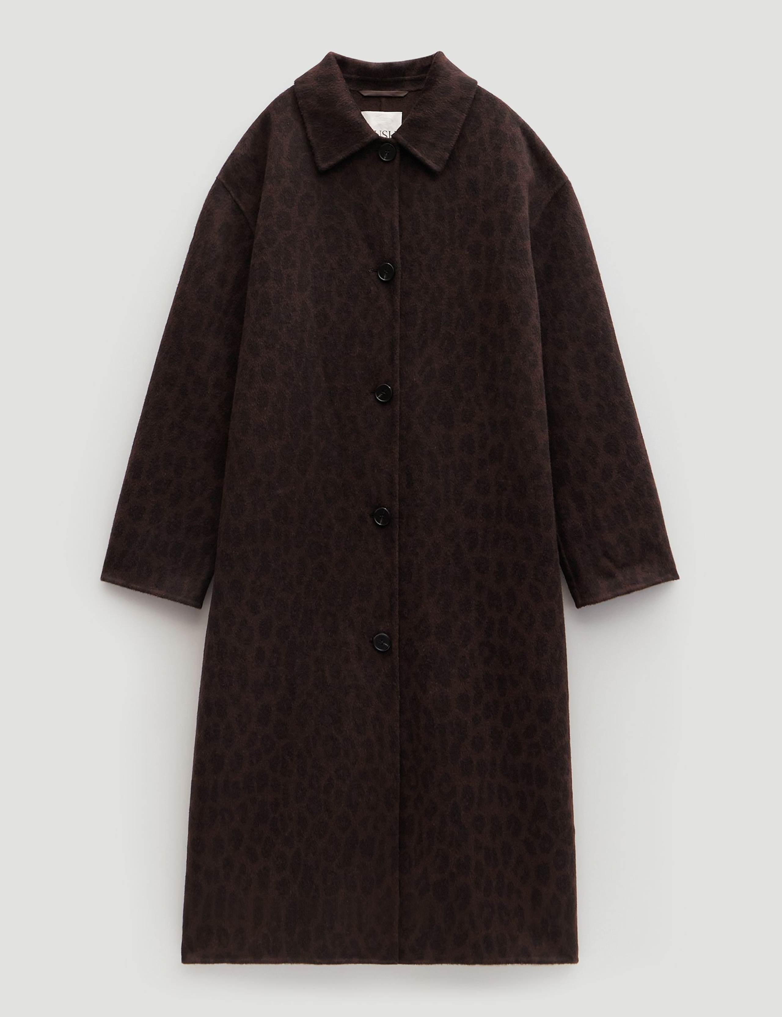 Pure Wool Leopard Print Double Faced Coat 2 of 6
