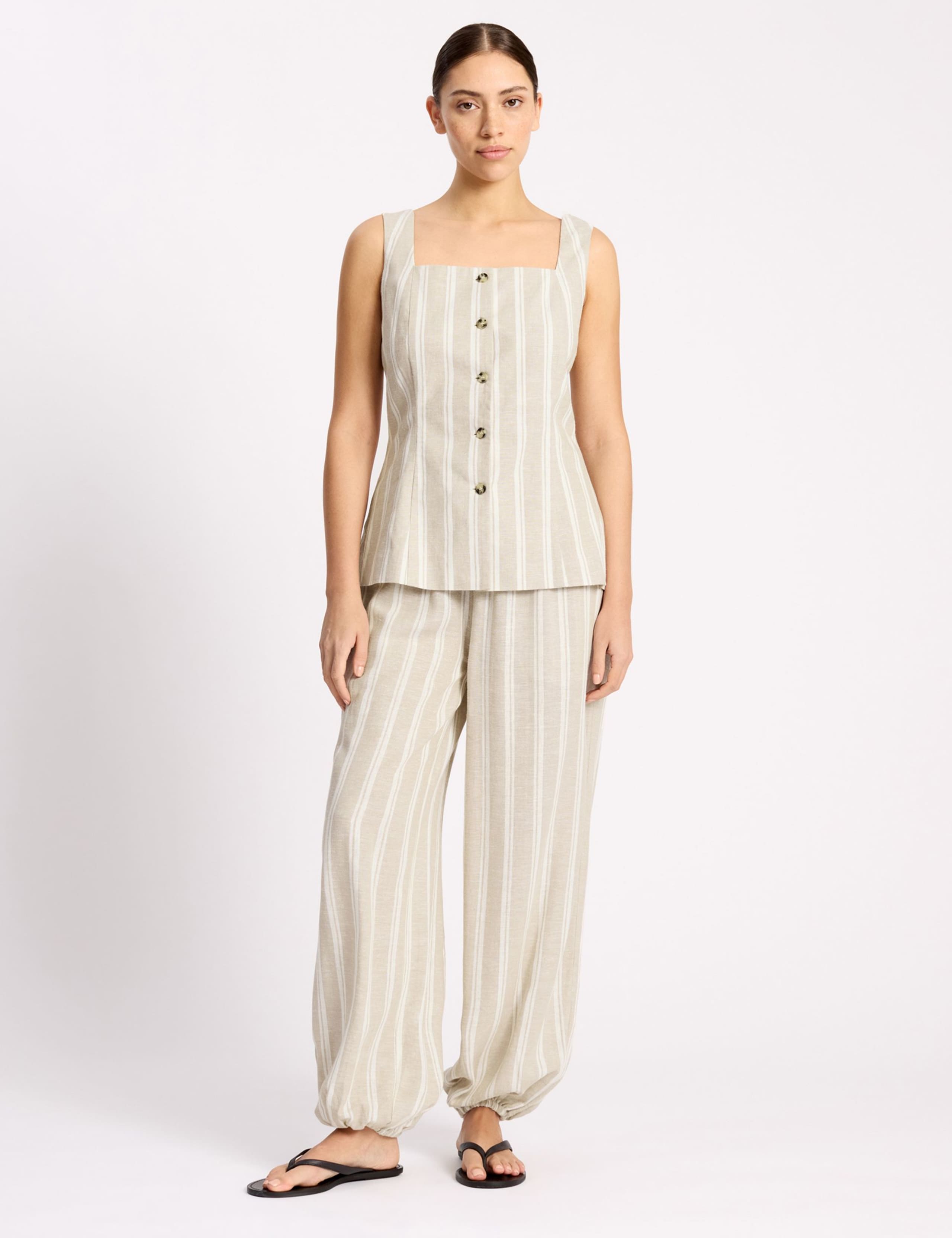 Linen Rich Striped Square Neck Top 4 of 7