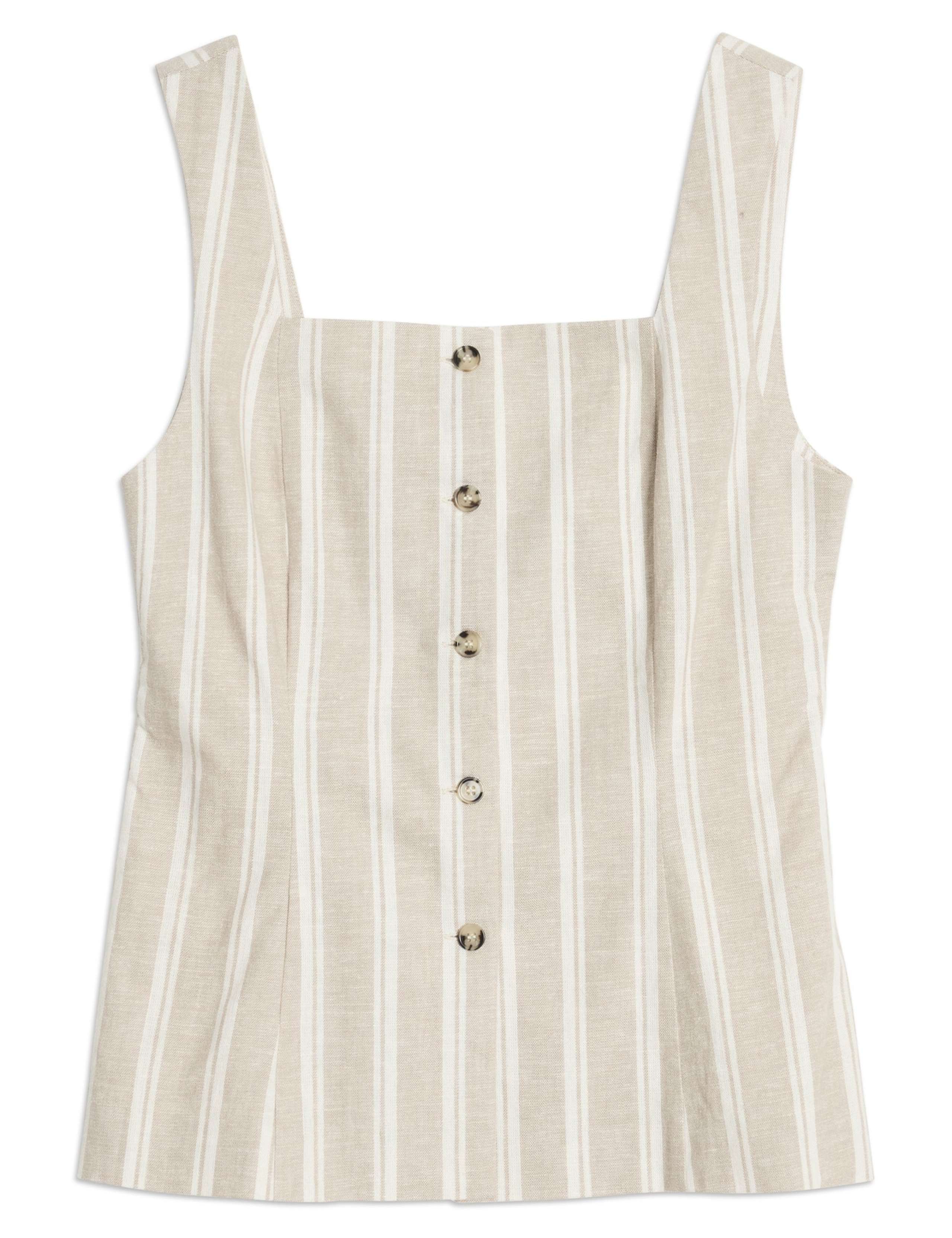 Linen Rich Striped Square Neck Top 2 of 7