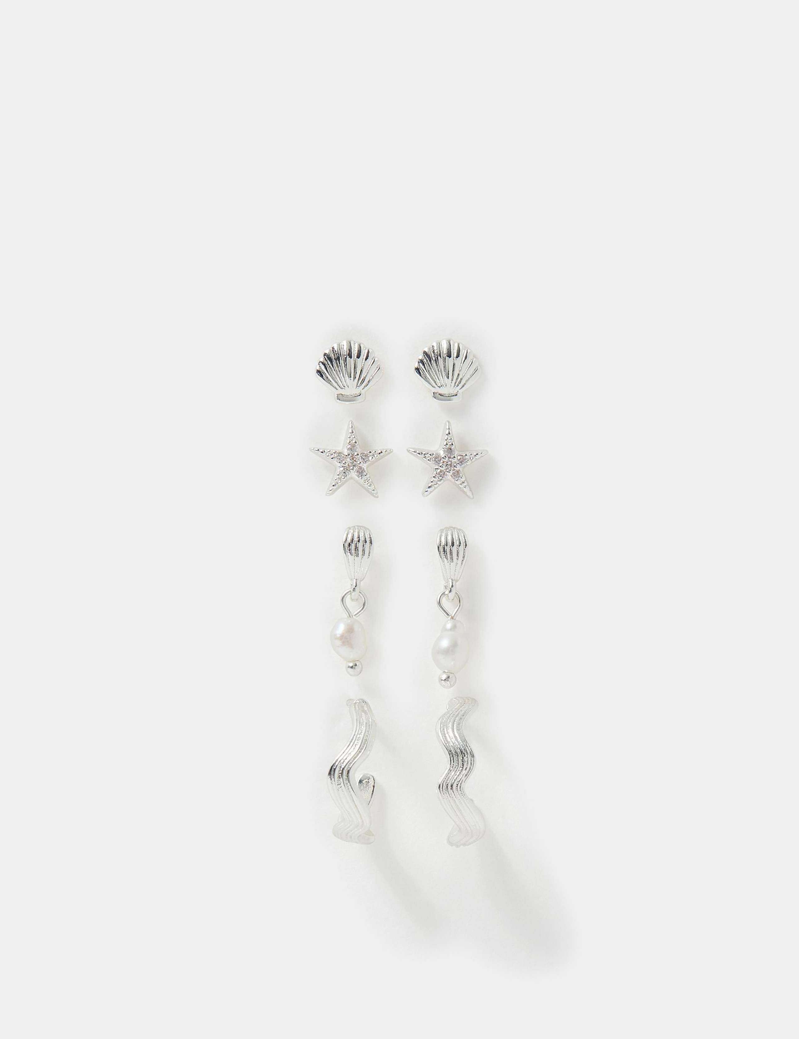 4 Pack Sterling Silver Plated Mixed Earrings 2 of 3