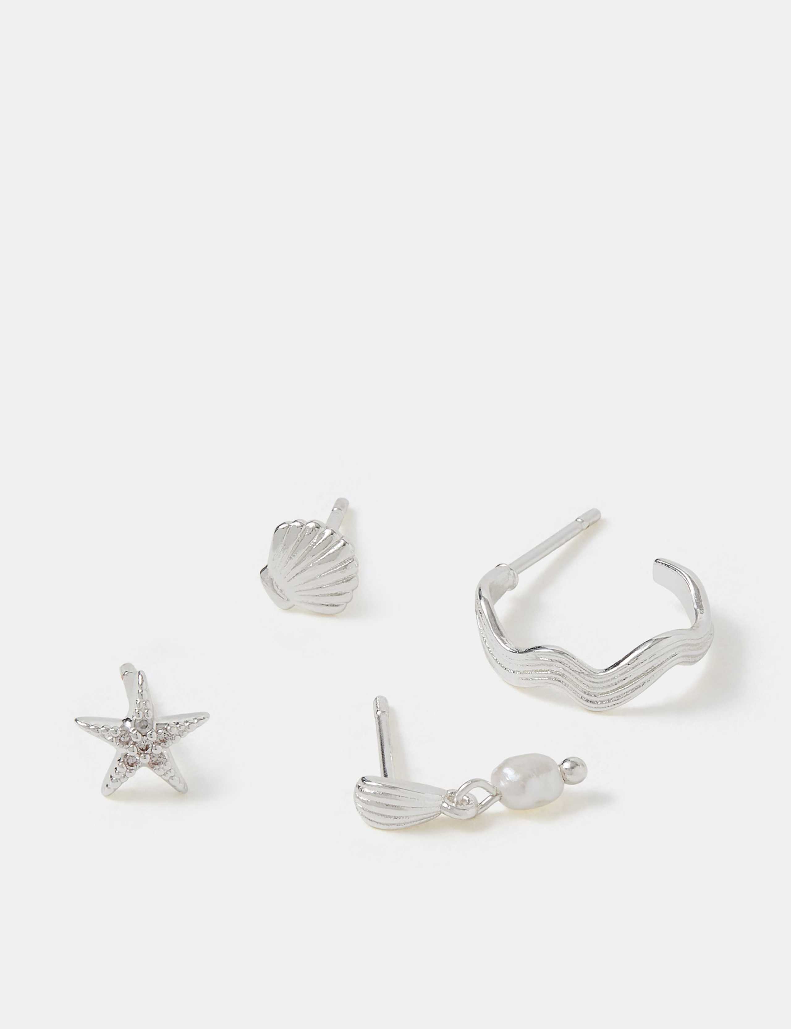 4 Pack Sterling Silver Plated Mixed Earrings 3 of 3