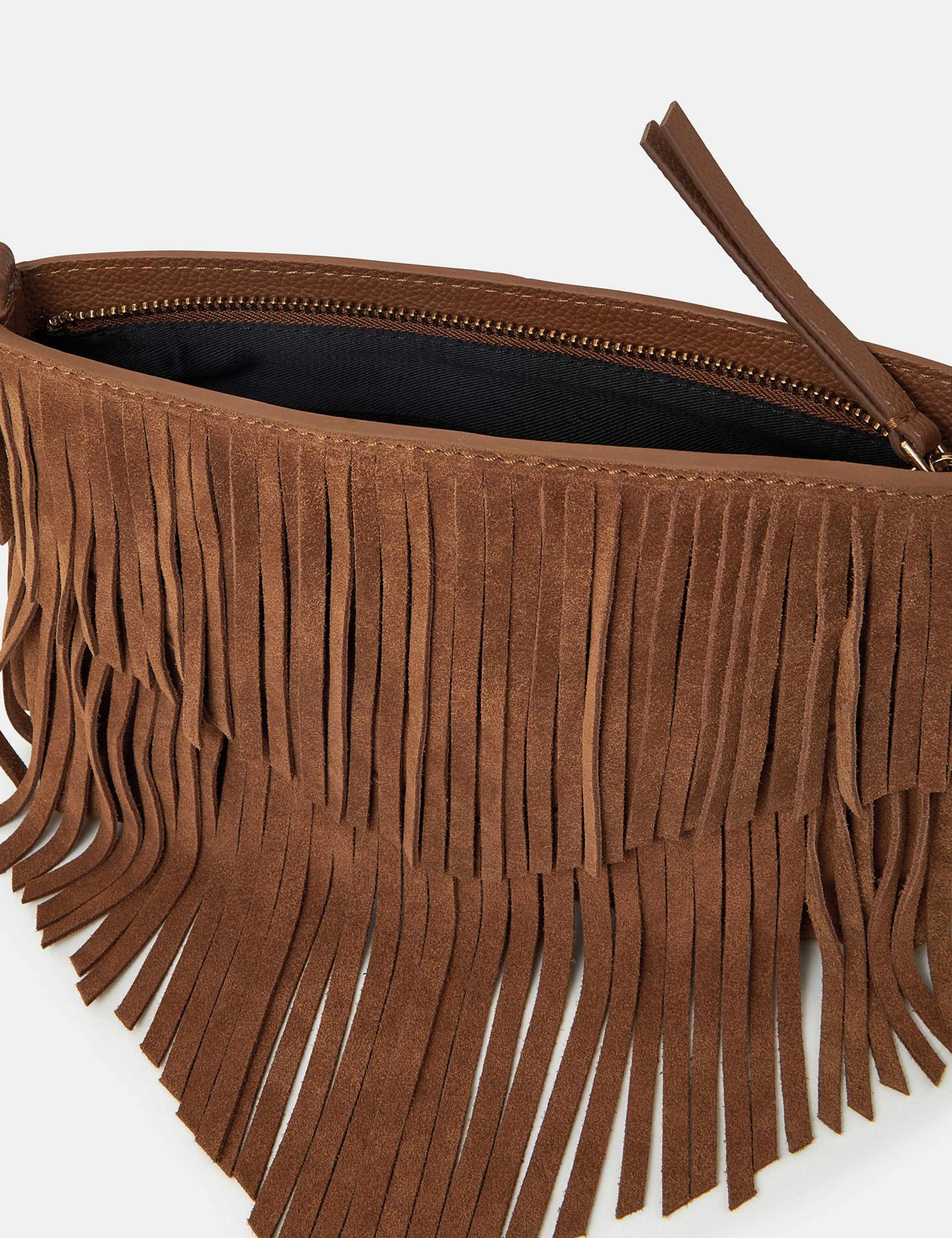 Suede Fringed Cross Body Bag 3 of 4
