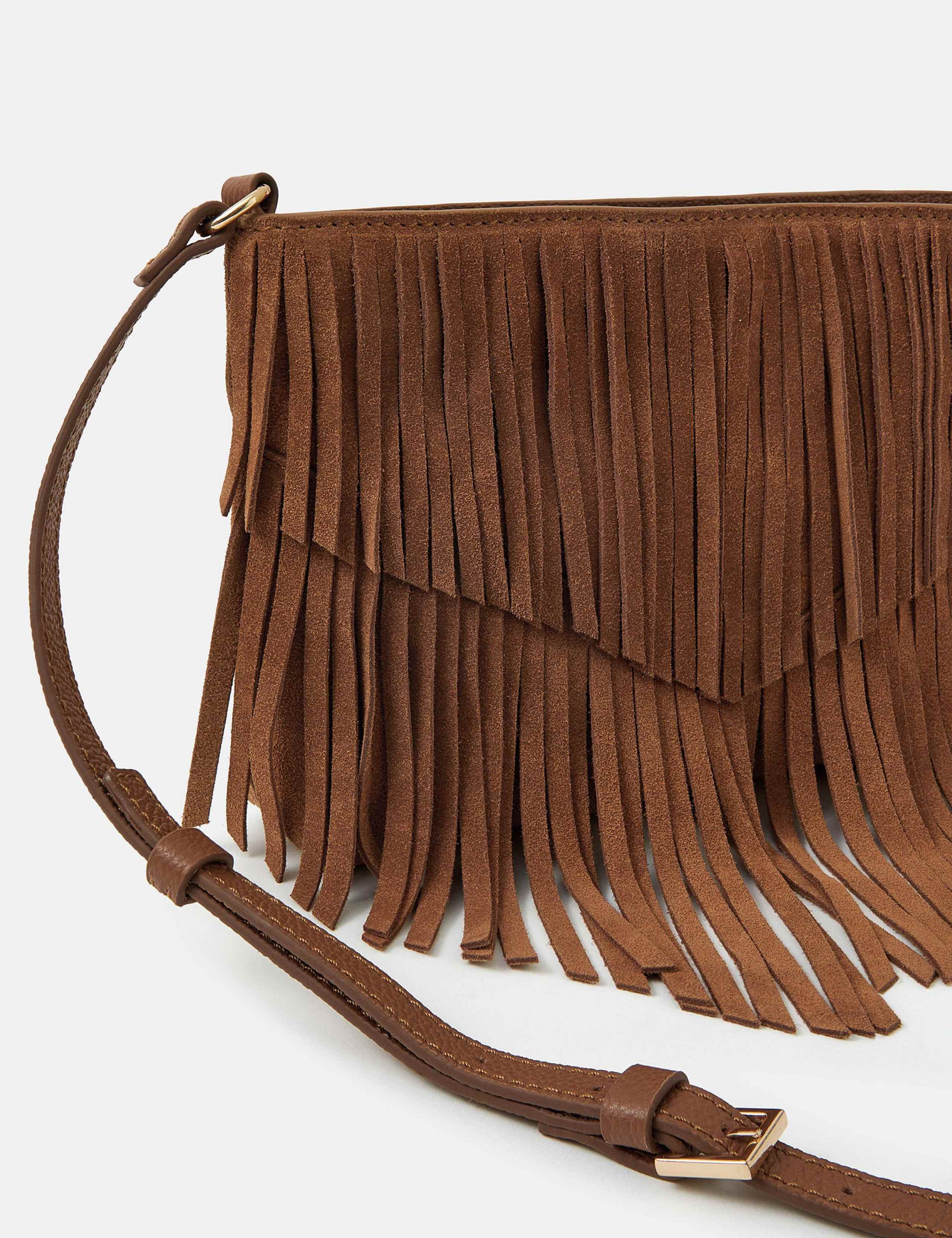 Suede Fringed Cross Body Bag 4 of 4
