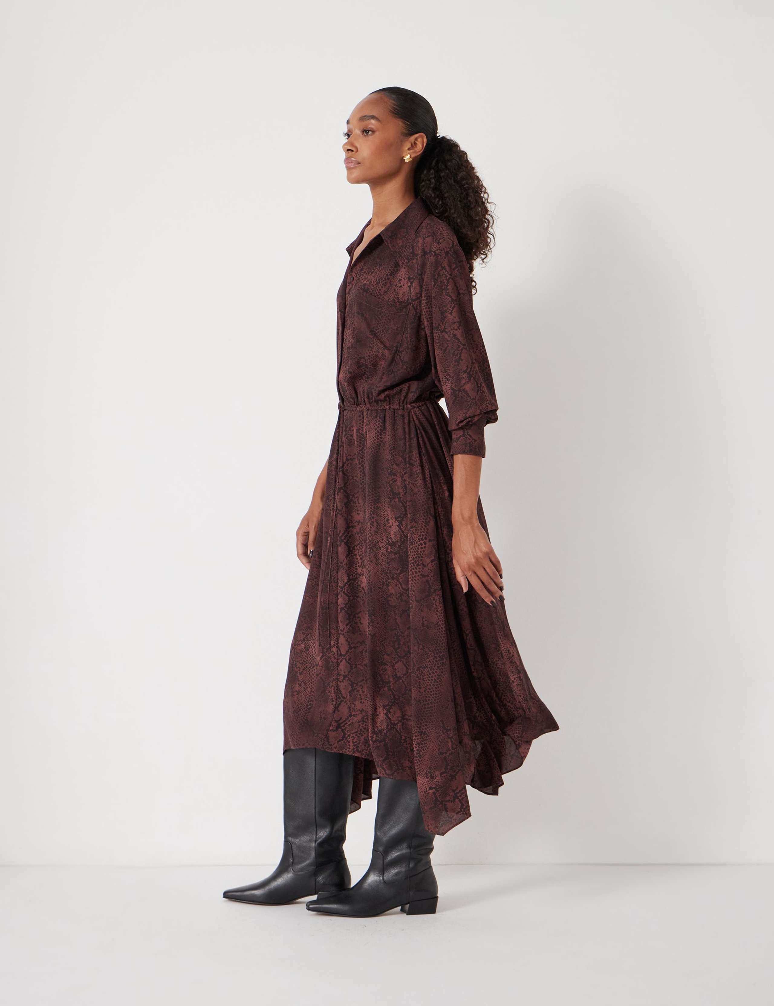 Chiffon Animal Print Midi Waisted Dress 3 of 5