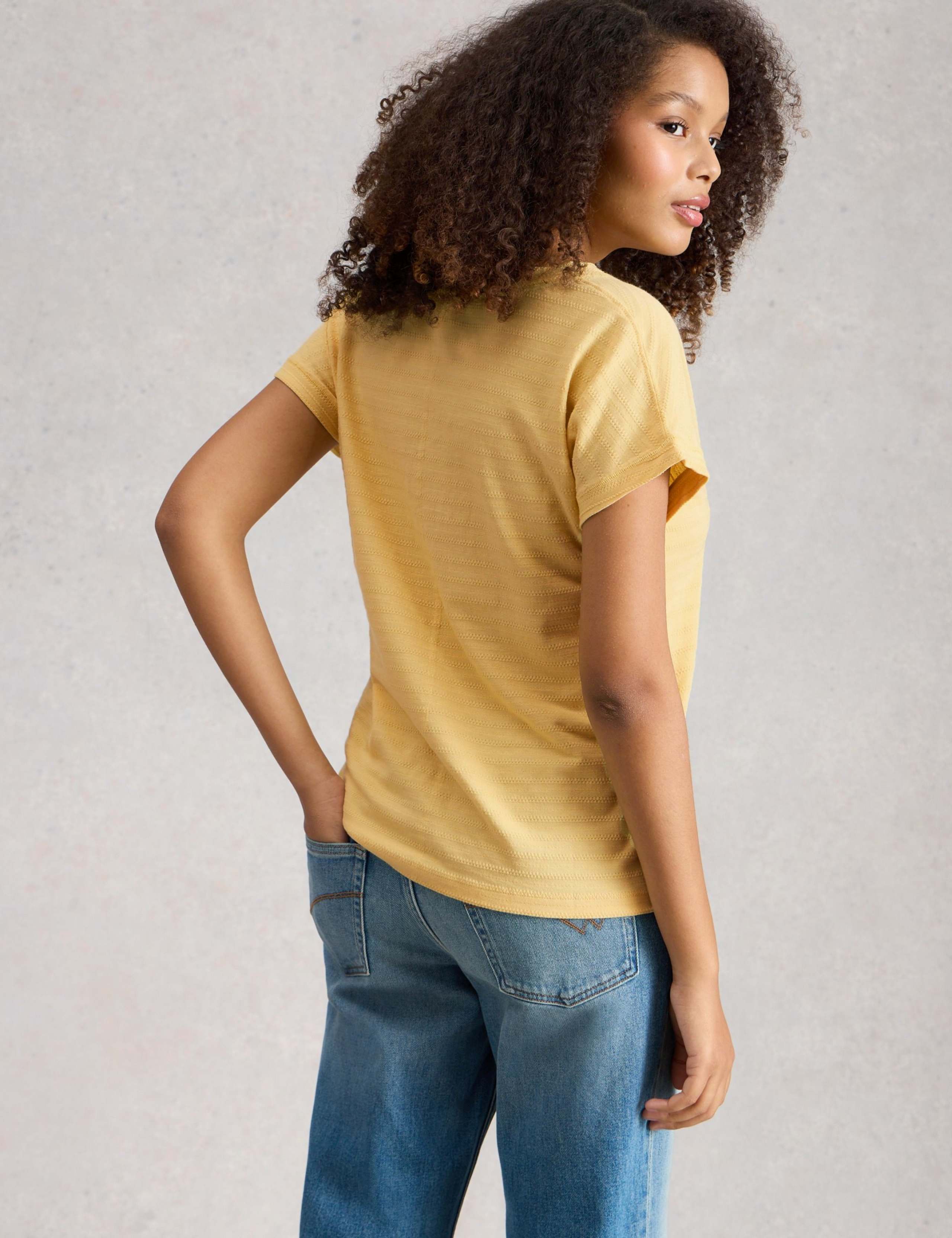 Pure Cotton Textured Notch Neck T-Shirt 4 of 6