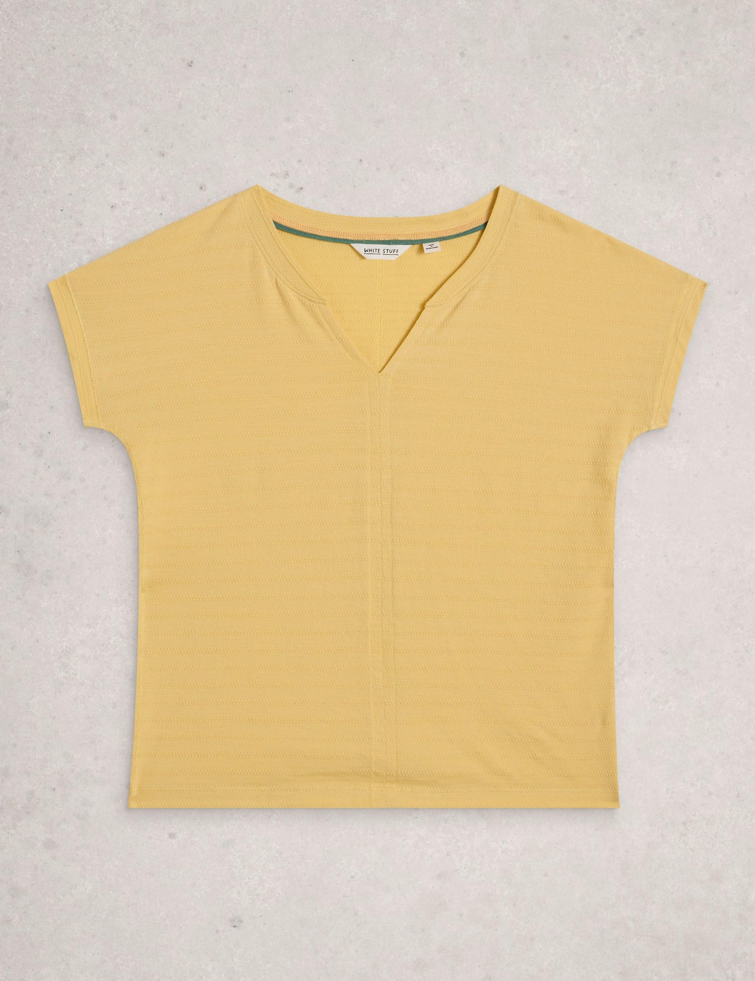 Pure Cotton Textured Notch Neck T-Shirt 2 of 6