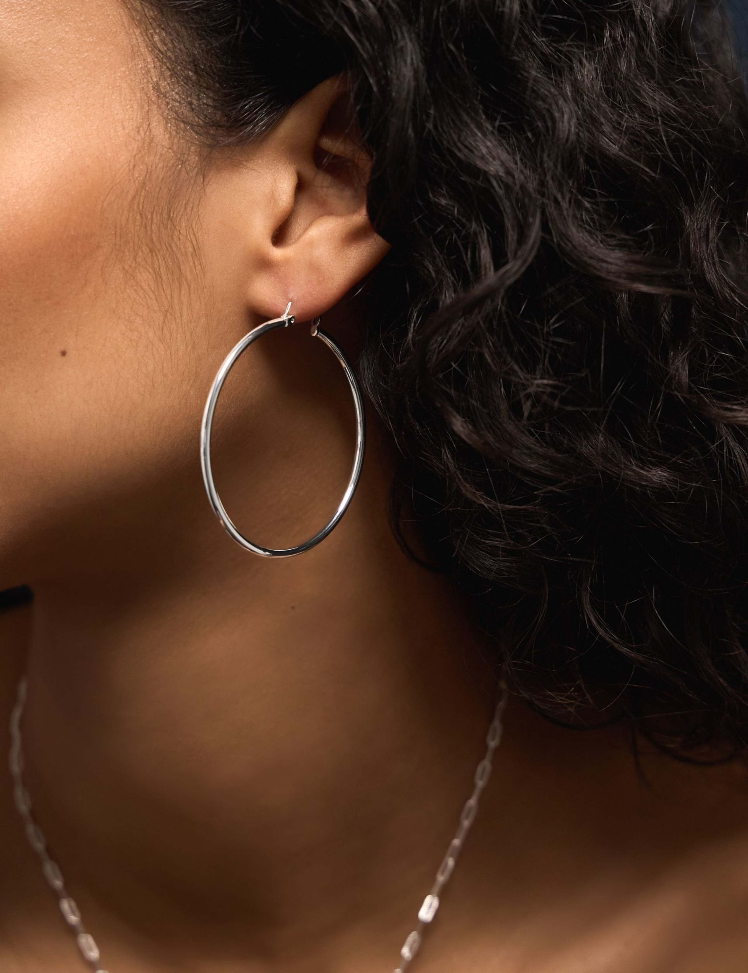 Silver Plated 5cm Hoop Earrings 1 of 3