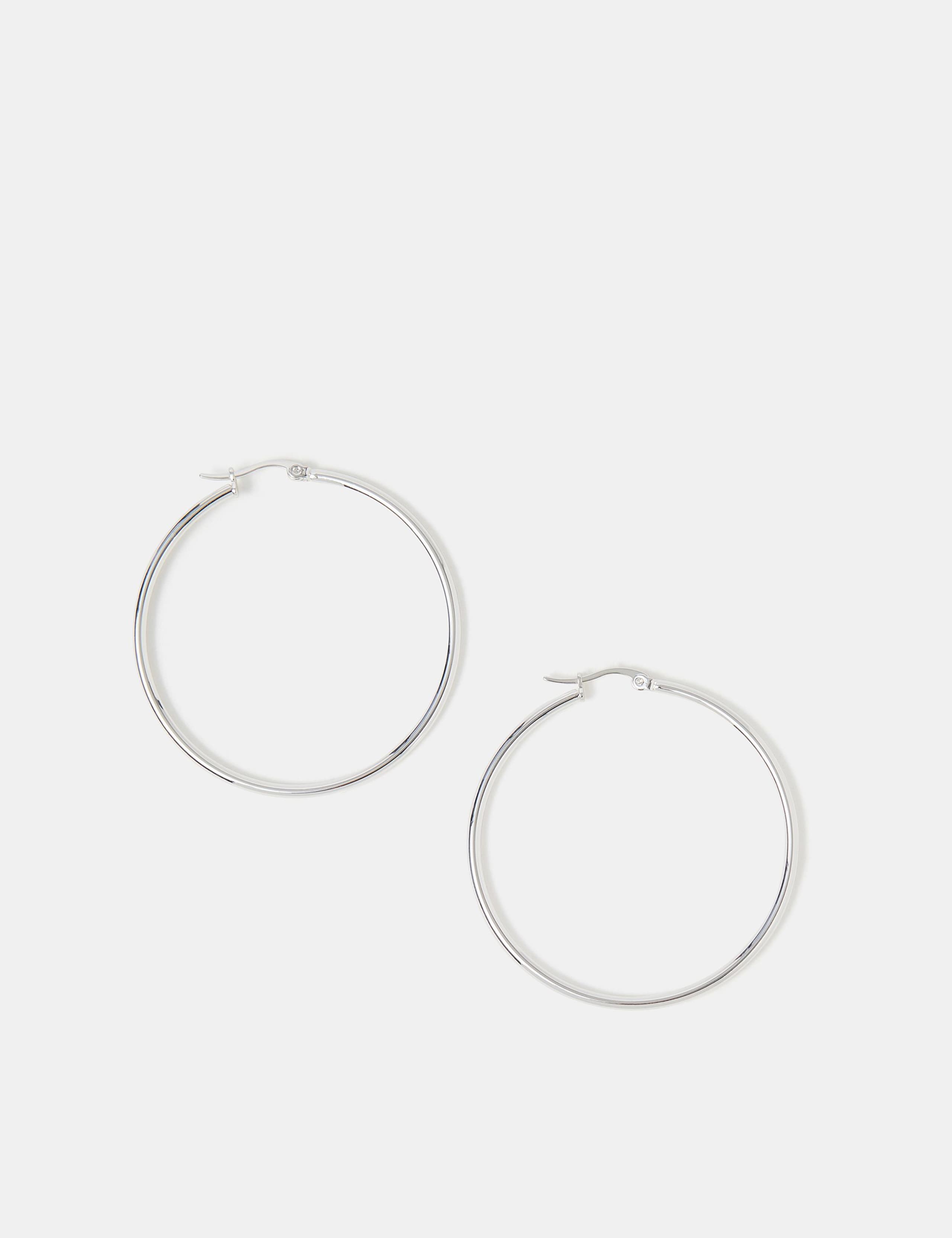 Silver Plated 5cm Hoop Earrings 2 of 3