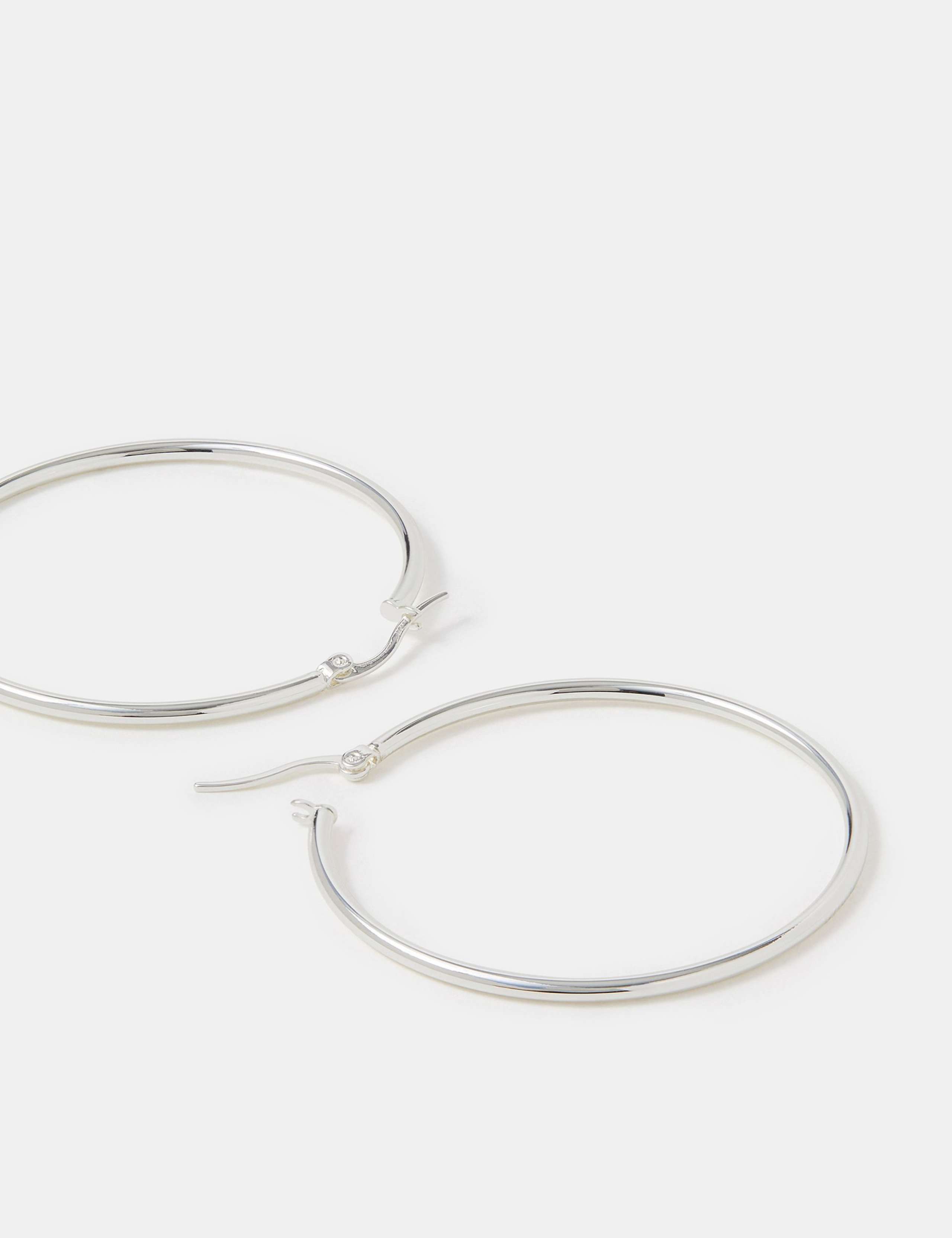 Silver Plated 5cm Hoop Earrings 3 of 3