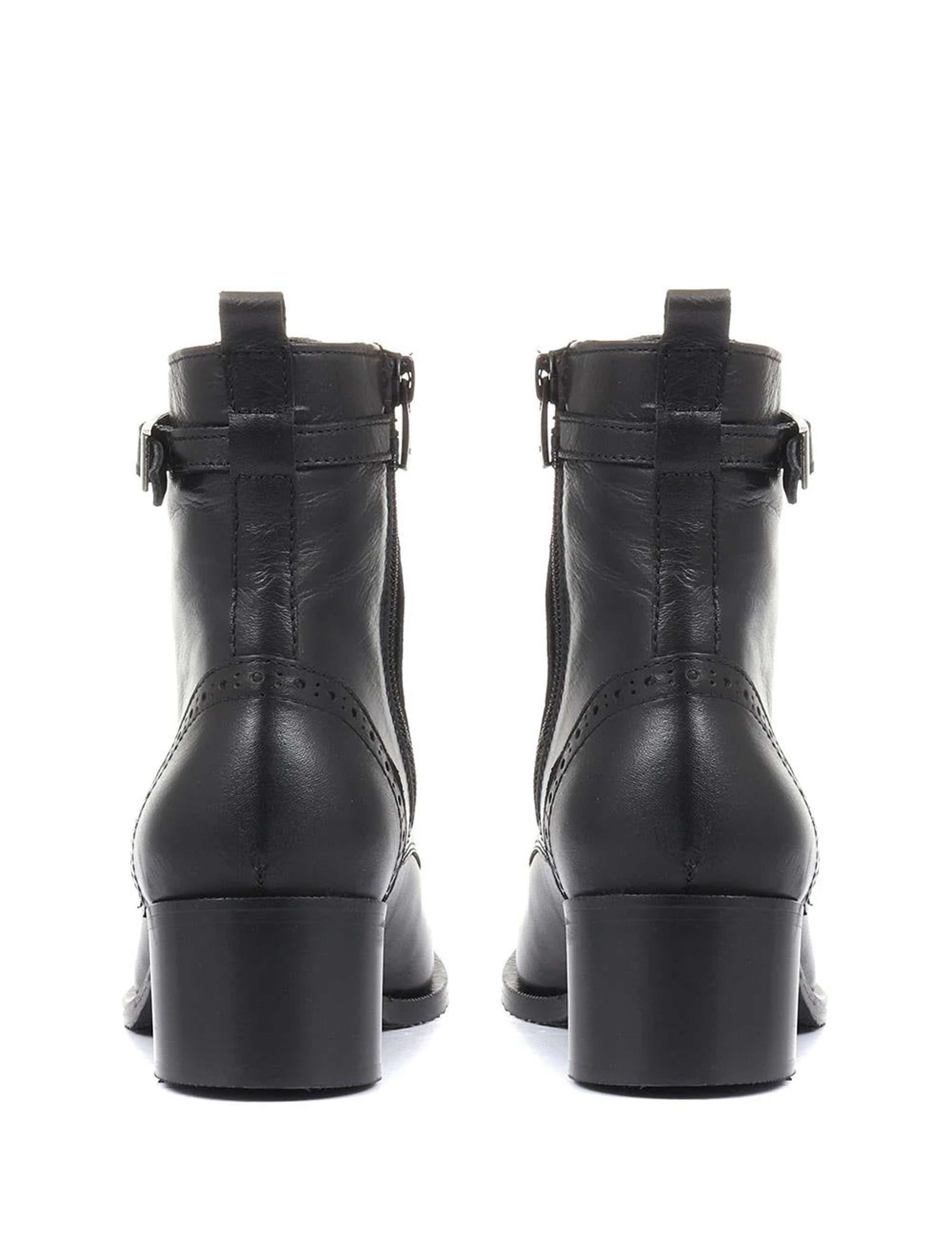 Wide Fit Leather Block Heel Ankle Boots 5 of 6