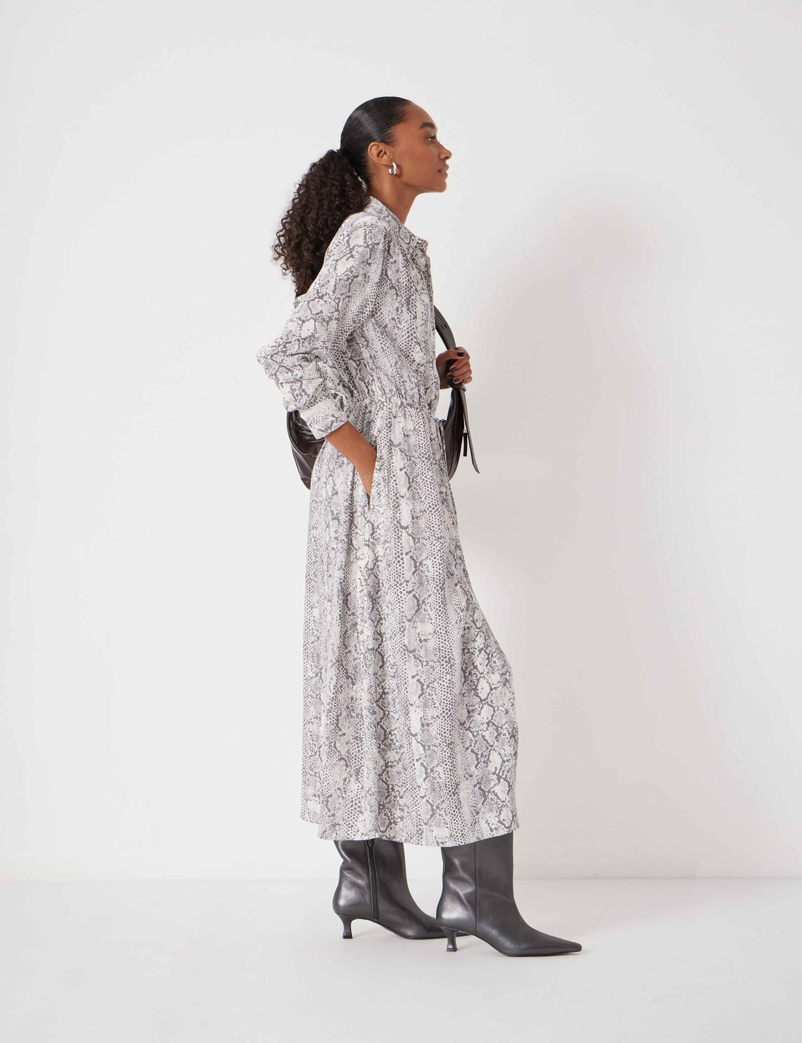 Crepe Animal Print Midi Shirt Dress 5 of 6