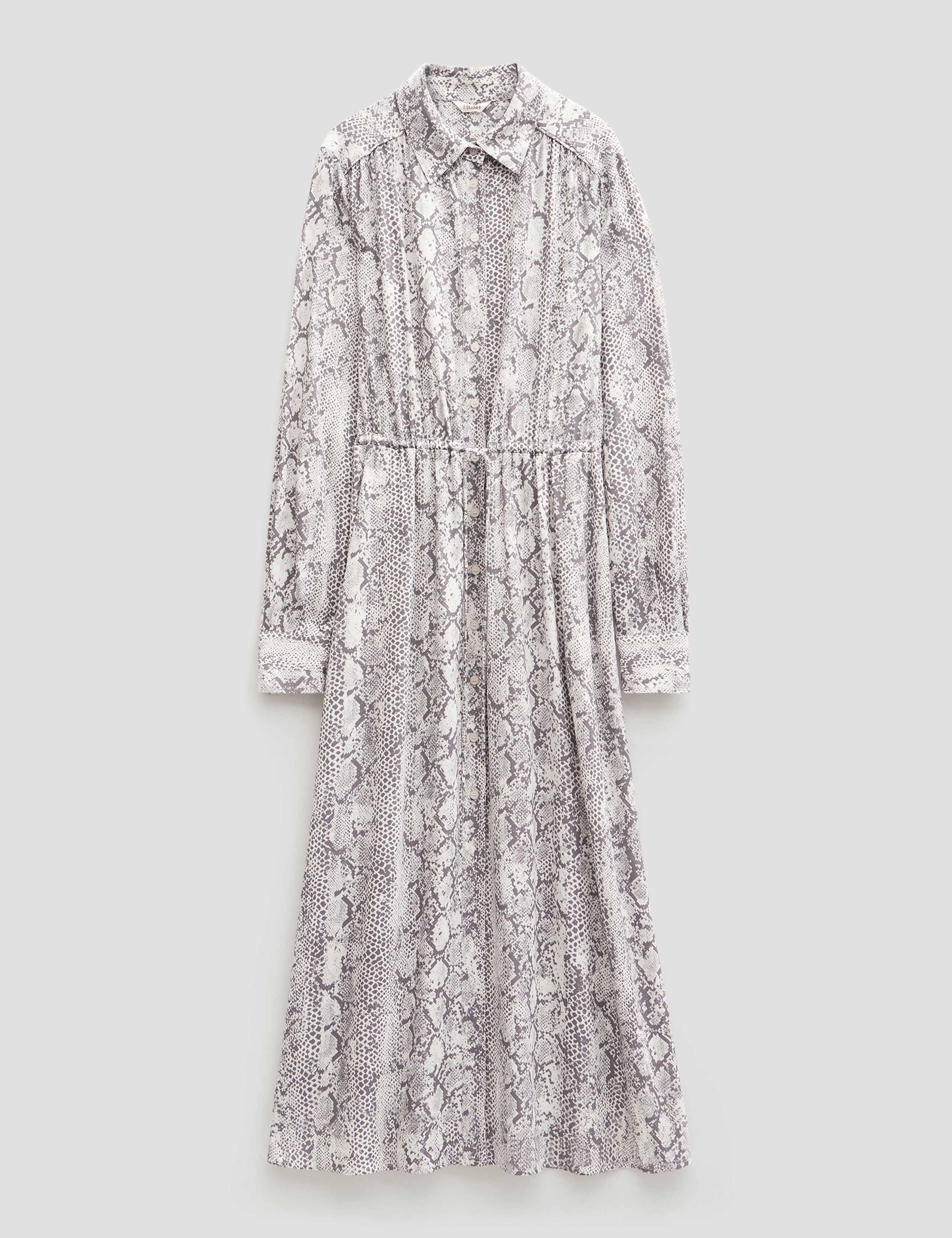 Crepe Animal Print Midi Shirt Dress 2 of 6