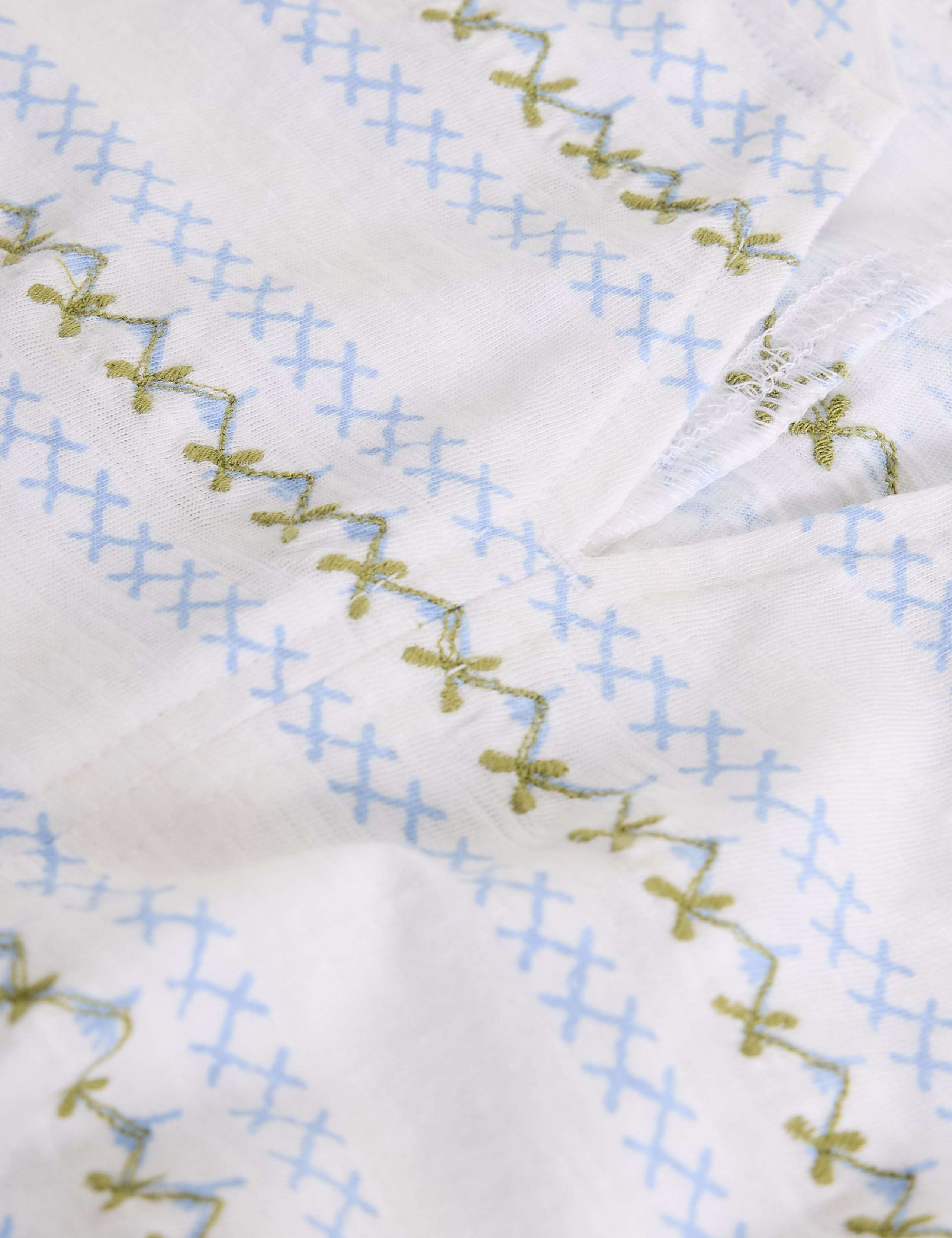 Pure Cotton Embroidered Stripe T-Shirt 3 of 6